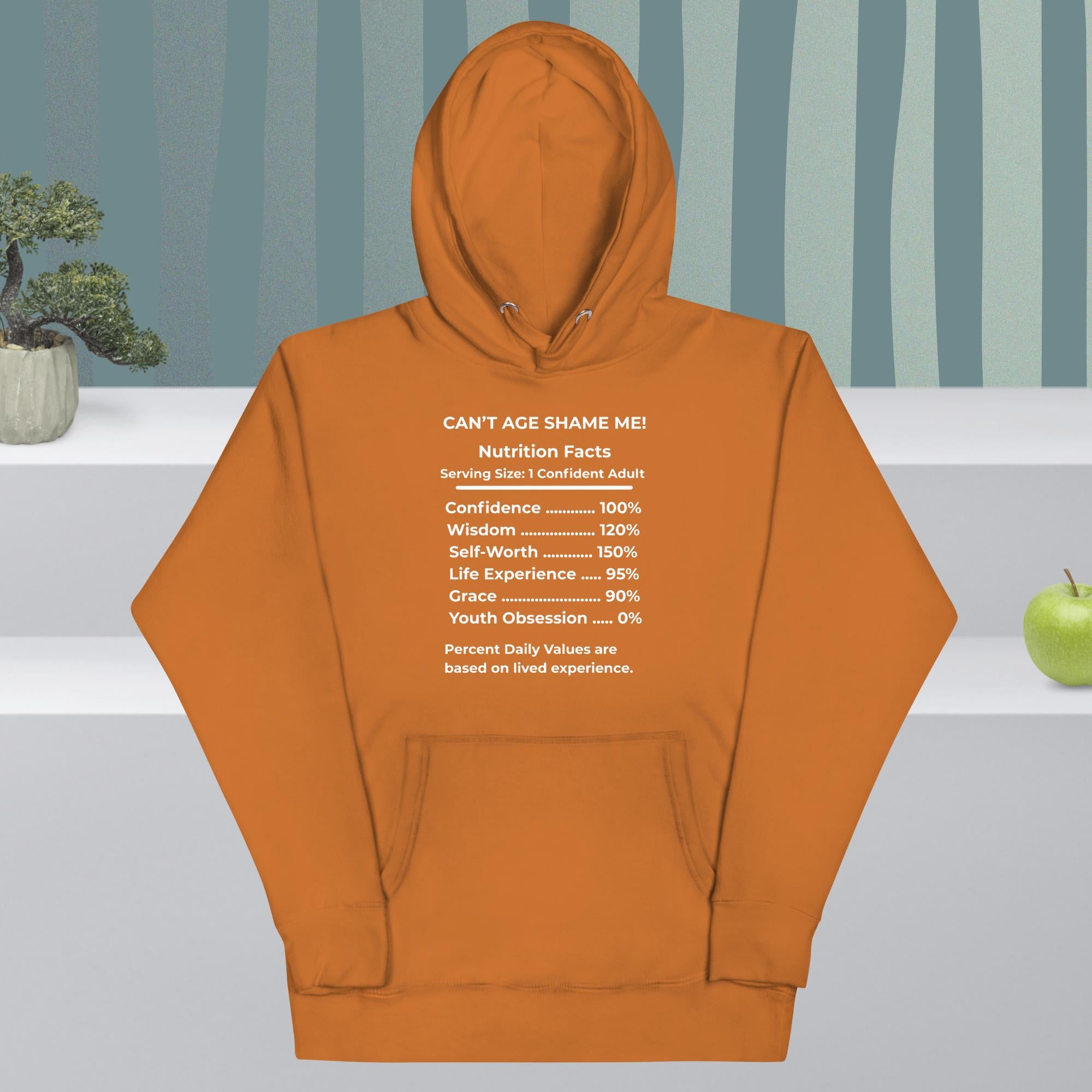 Adobe  Nutrition Facts Hoodie: Youth Not Required  (white text)