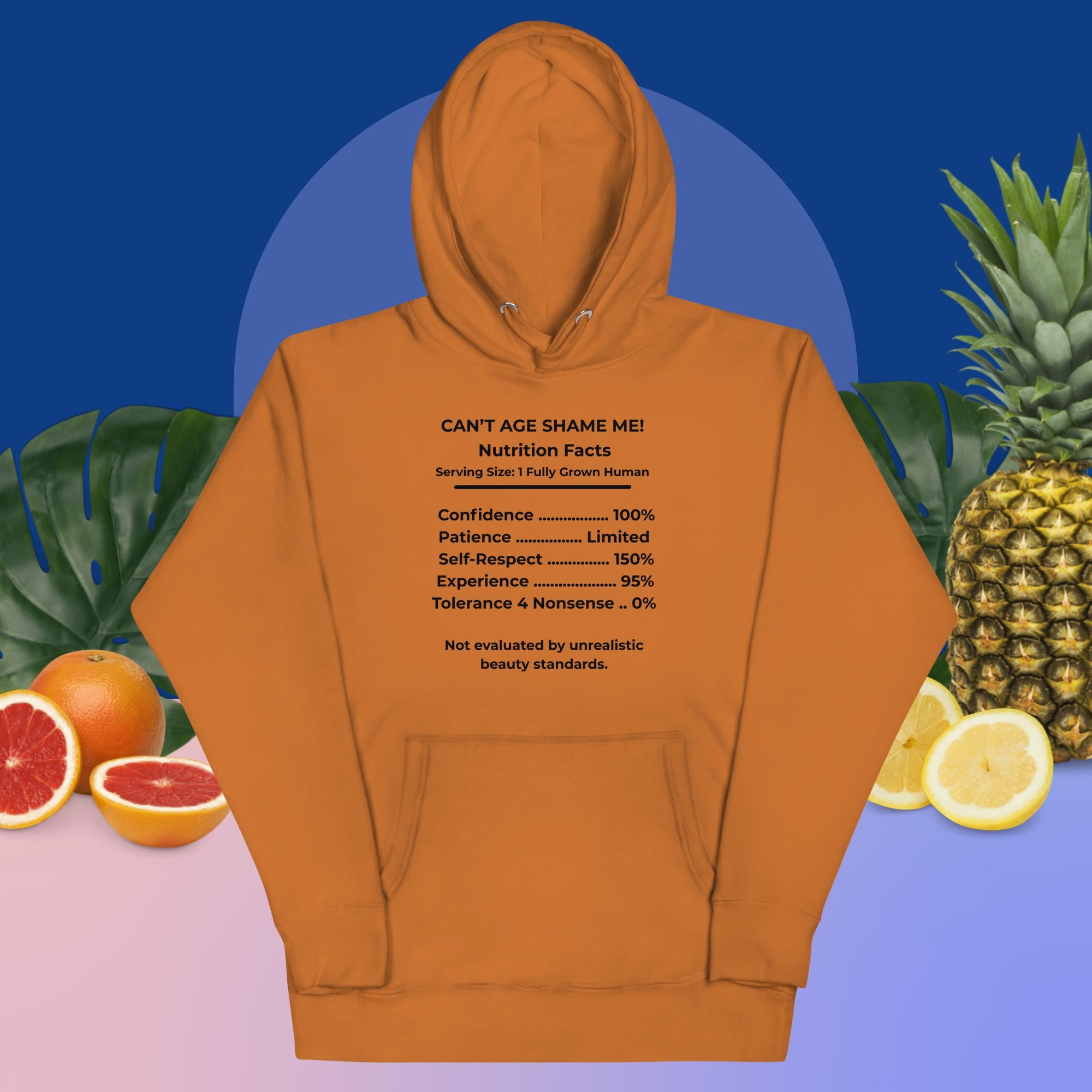 Adobe Nutrition Facts Hoodie: Zero Nonsense (Black Text)

