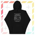Black Nutrition Facts Hoodie: Zero Nonsense (White Text)

