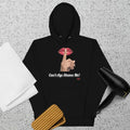 Black hoodie with a graphic design of lips and a finger on a textured surface