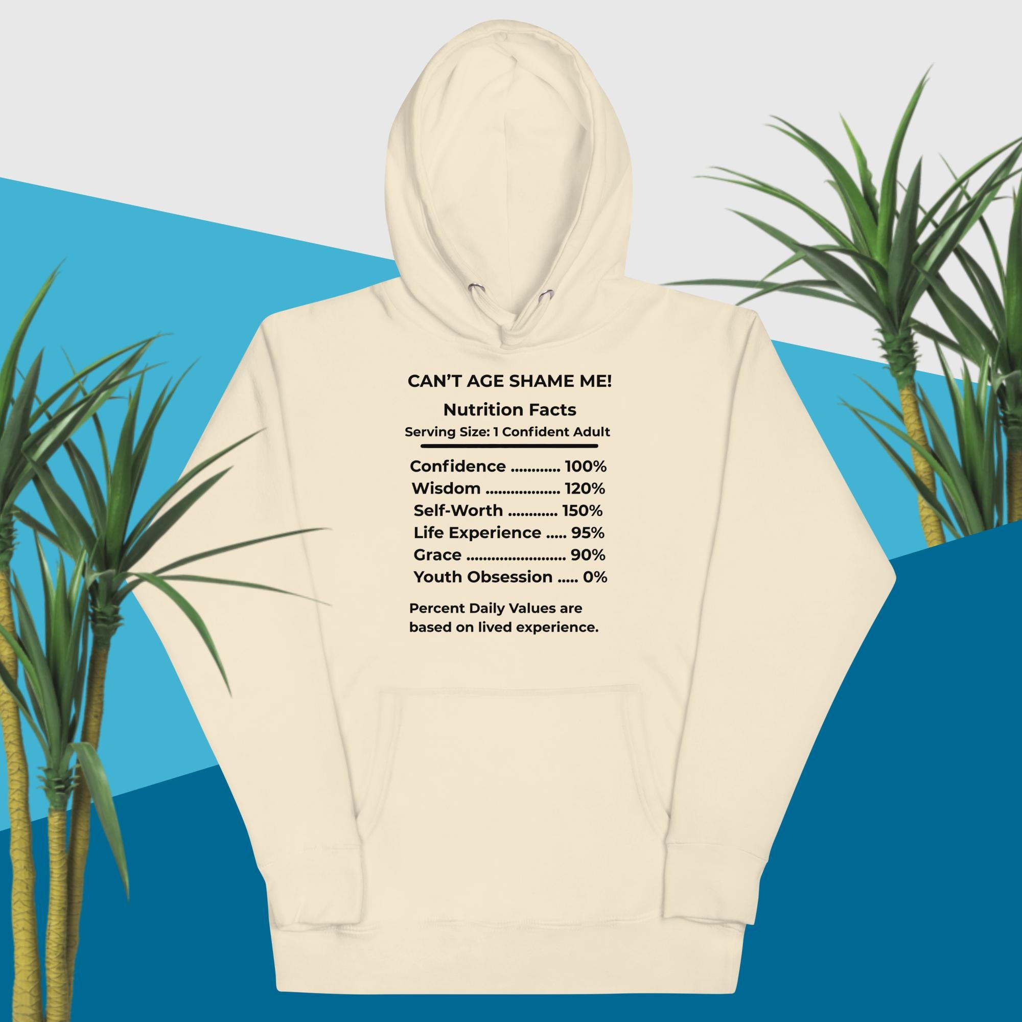 Bone Nutrition Facts Hoodie: Youth Not Required (Black Text)