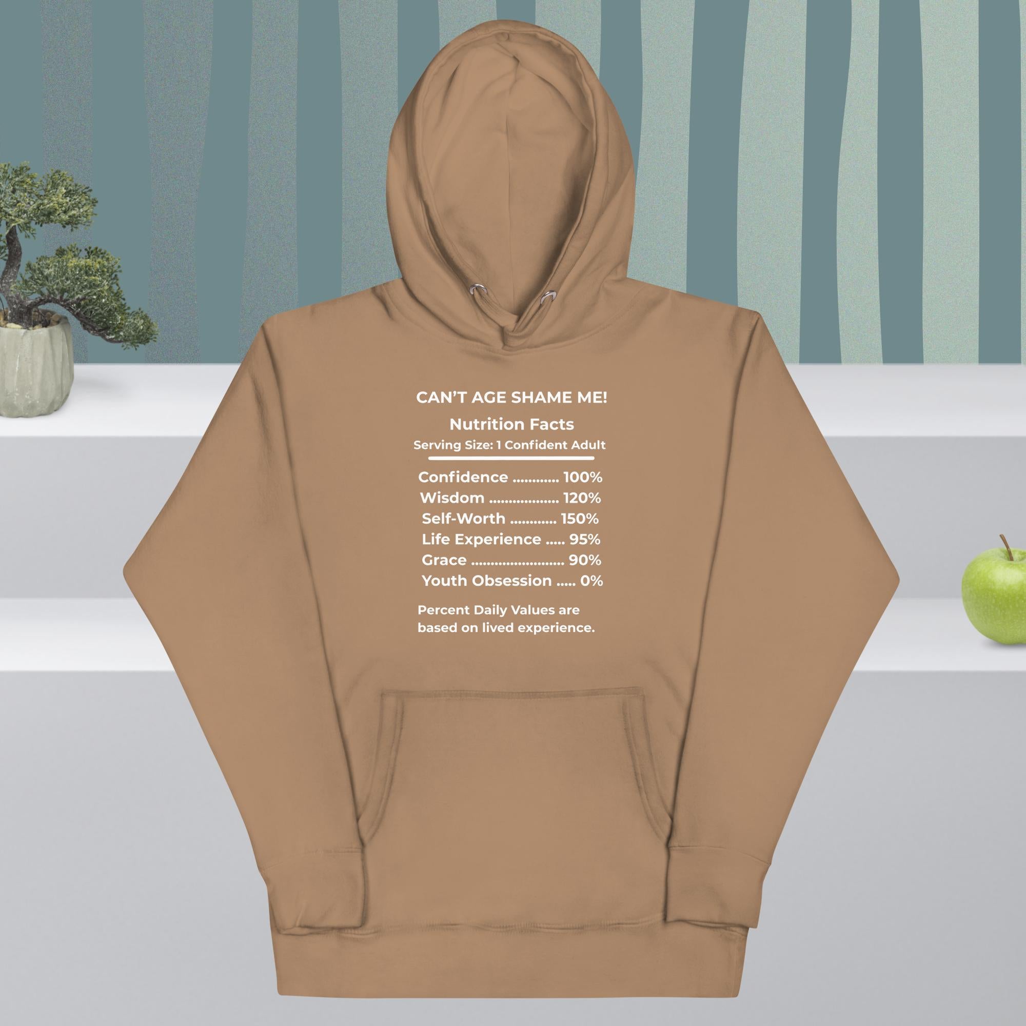 Latte Nutrition Facts Hoodie : Youth Not Required (white text)