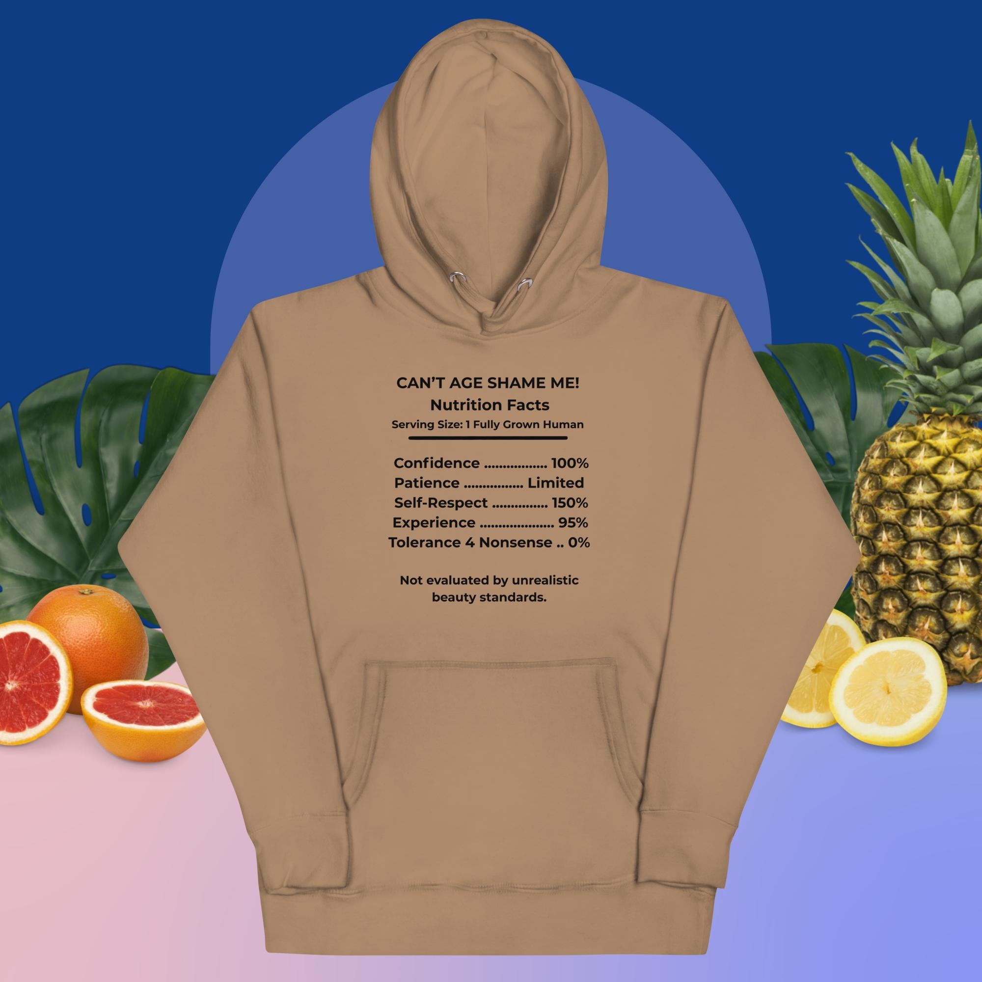 Latte Nutrition Facts Hoodie: Zero Nonsense (Black Text)

