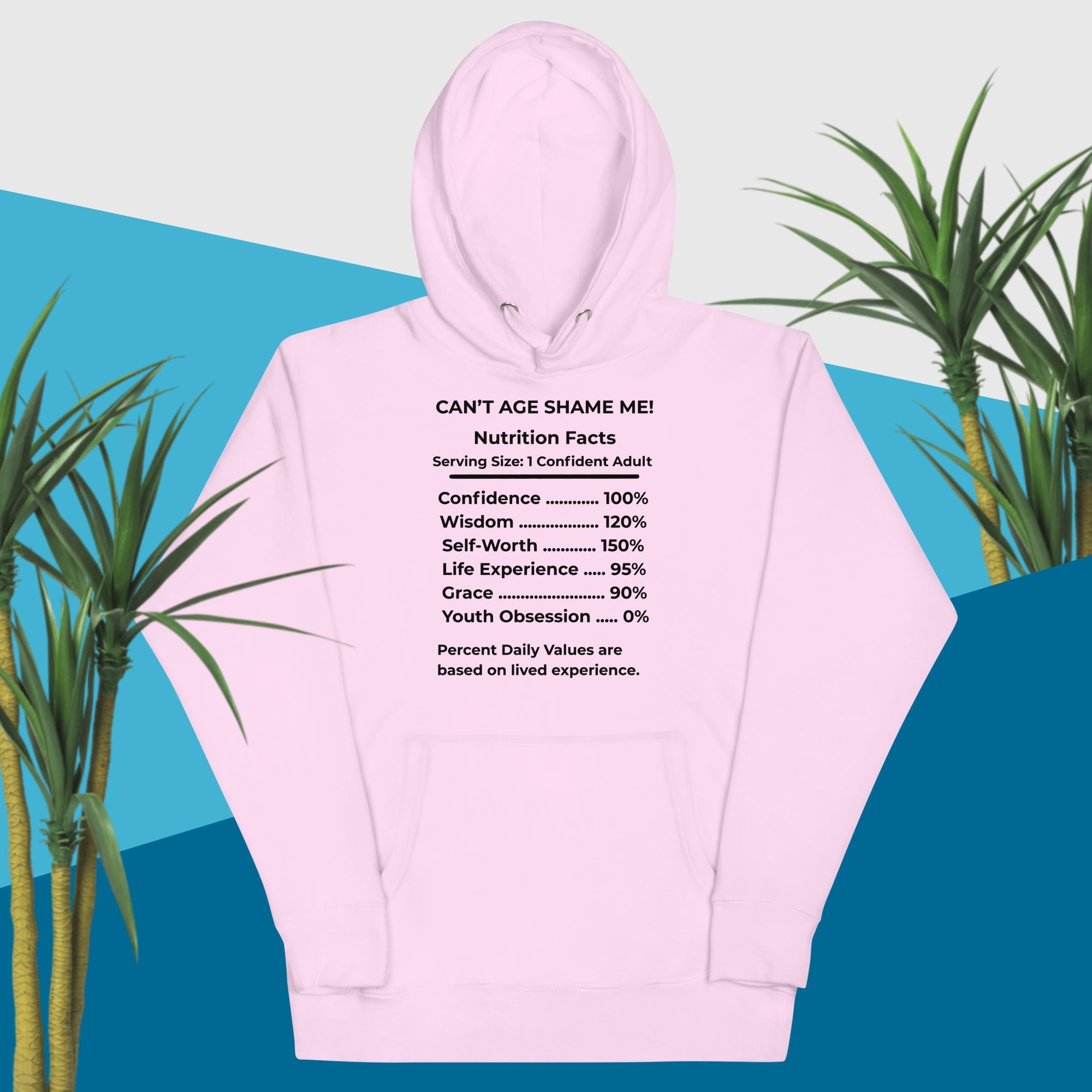 Lavender Nutrition Facts Hoodie: Youth Not Required (Black Text)