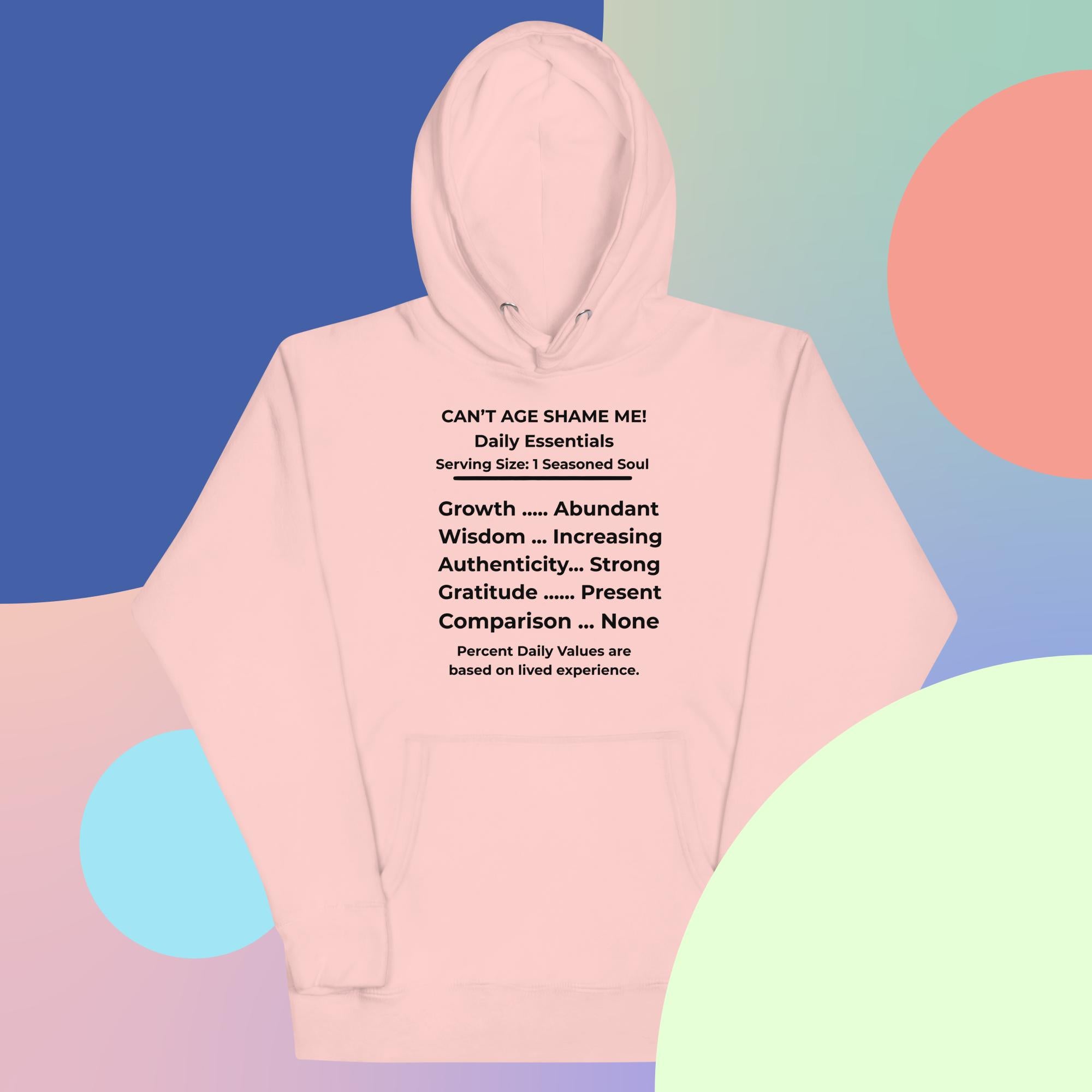 Light Pink Nutrition Facts Hoodie :Zero Comparison (Black Text)

