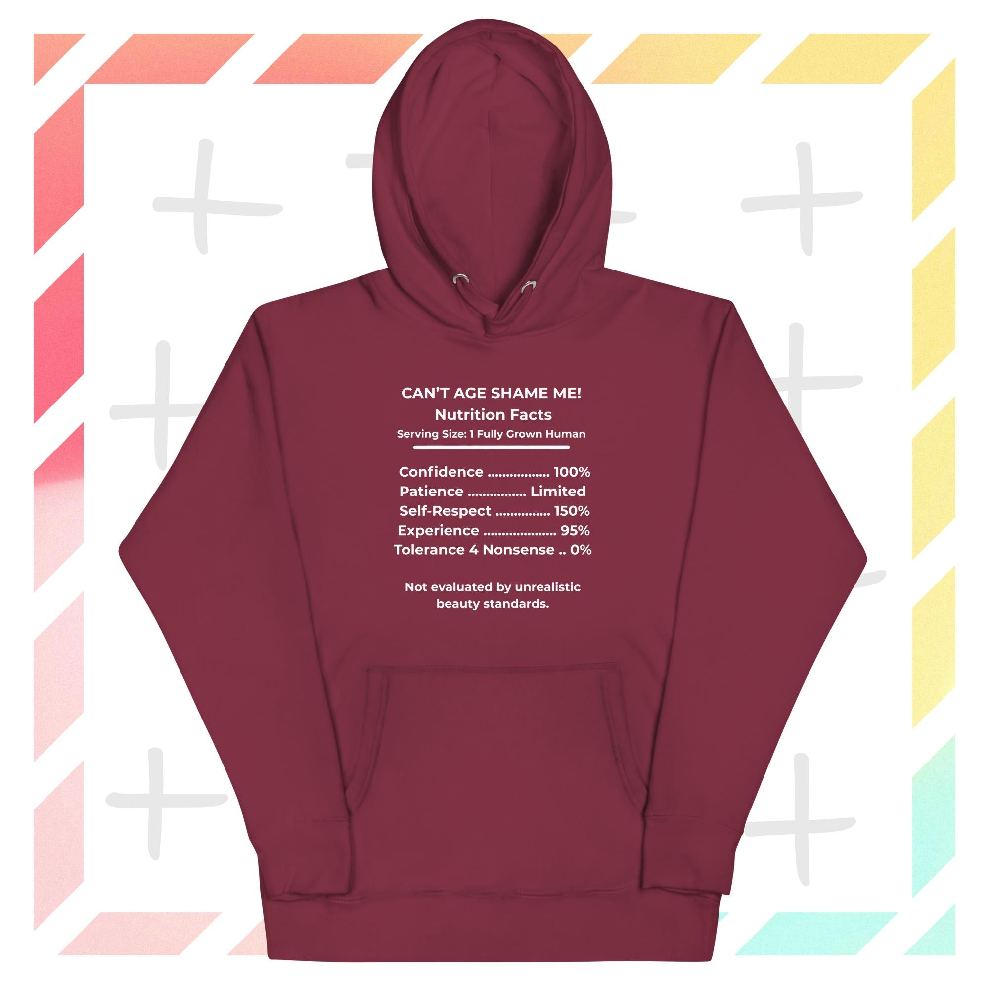Maroon  Nutrition Facts Hoodie: Zero Nonsense (White Text)

