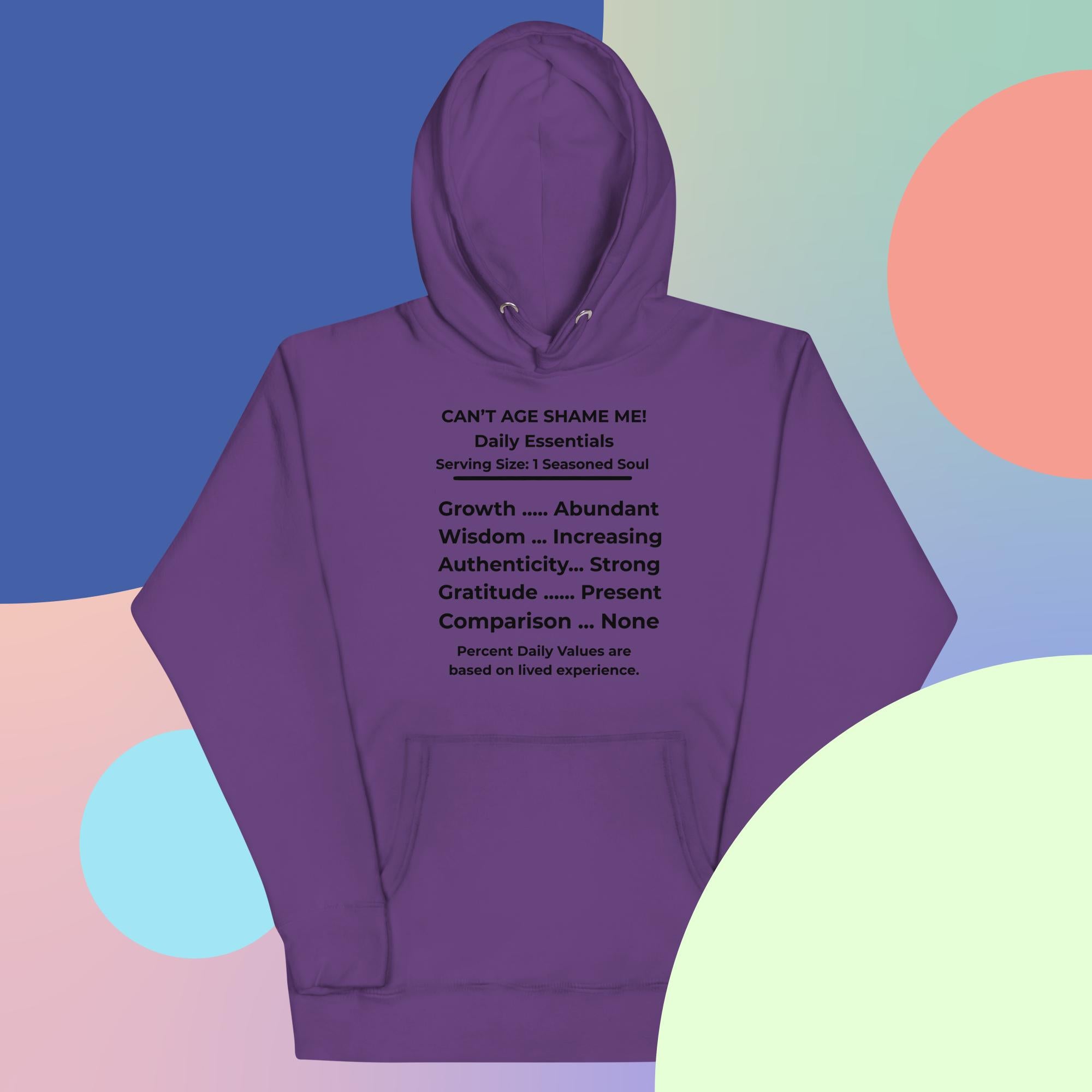 Purple Nutrition Facts Hoodie: Zero Comparison (Black Text)

