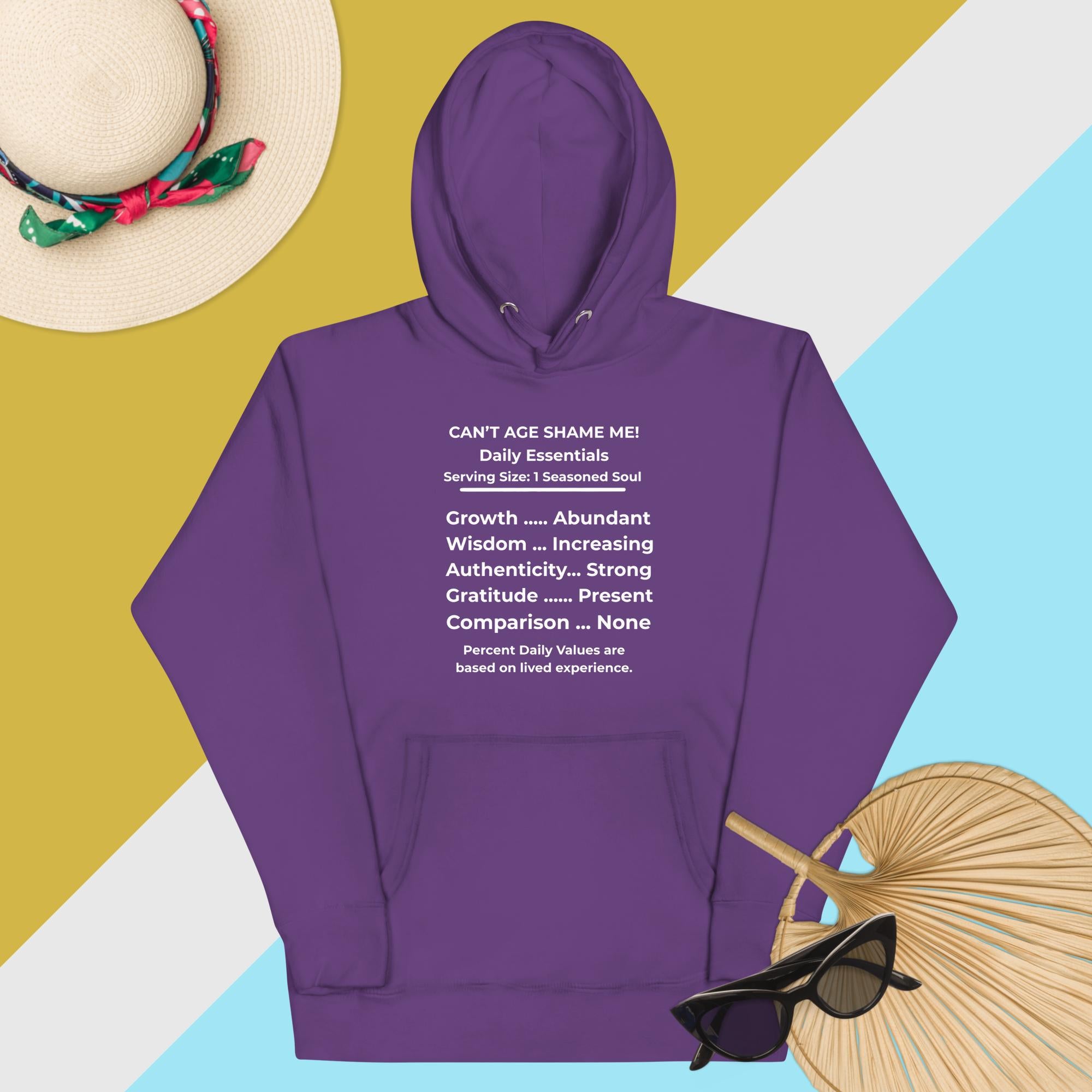 Purple Nutrition Facts Hoodie: Zero Comparison (White Text)

