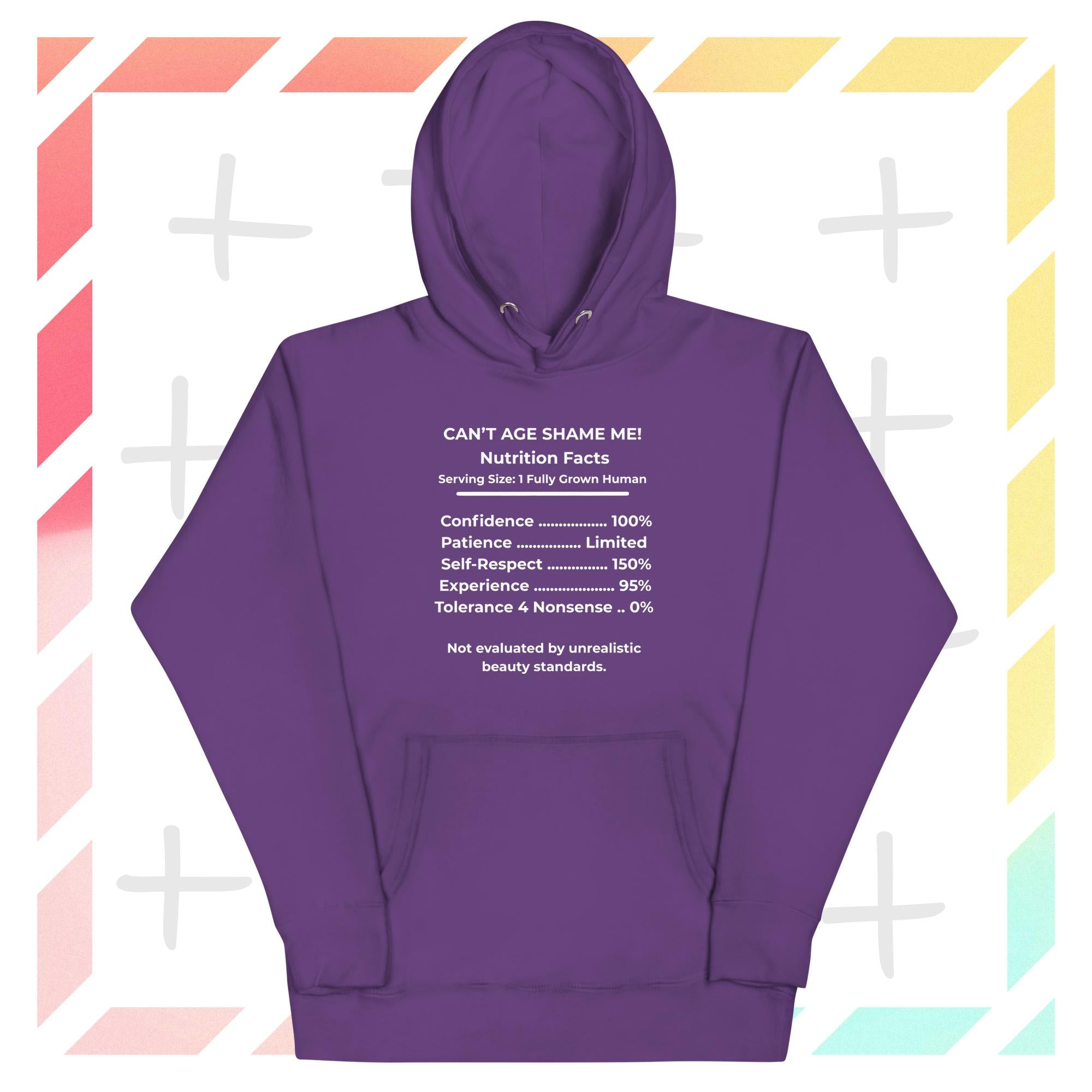 Purple  Nutrition Facts Hoodie: Zero Nonsense (White Text)

