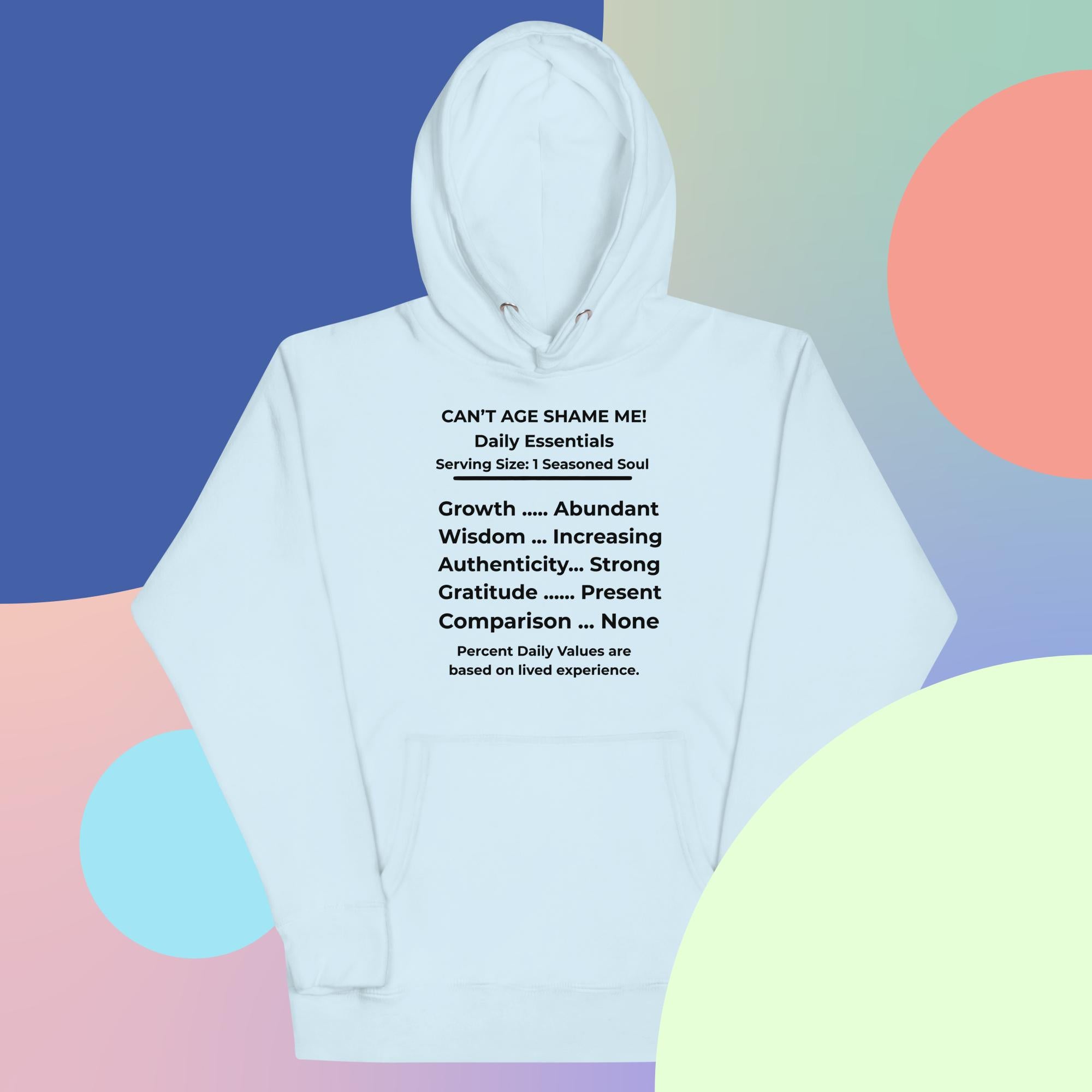 Sky Blue Nutrition Facts Hoodie: Zero Comparison (Black Text)

