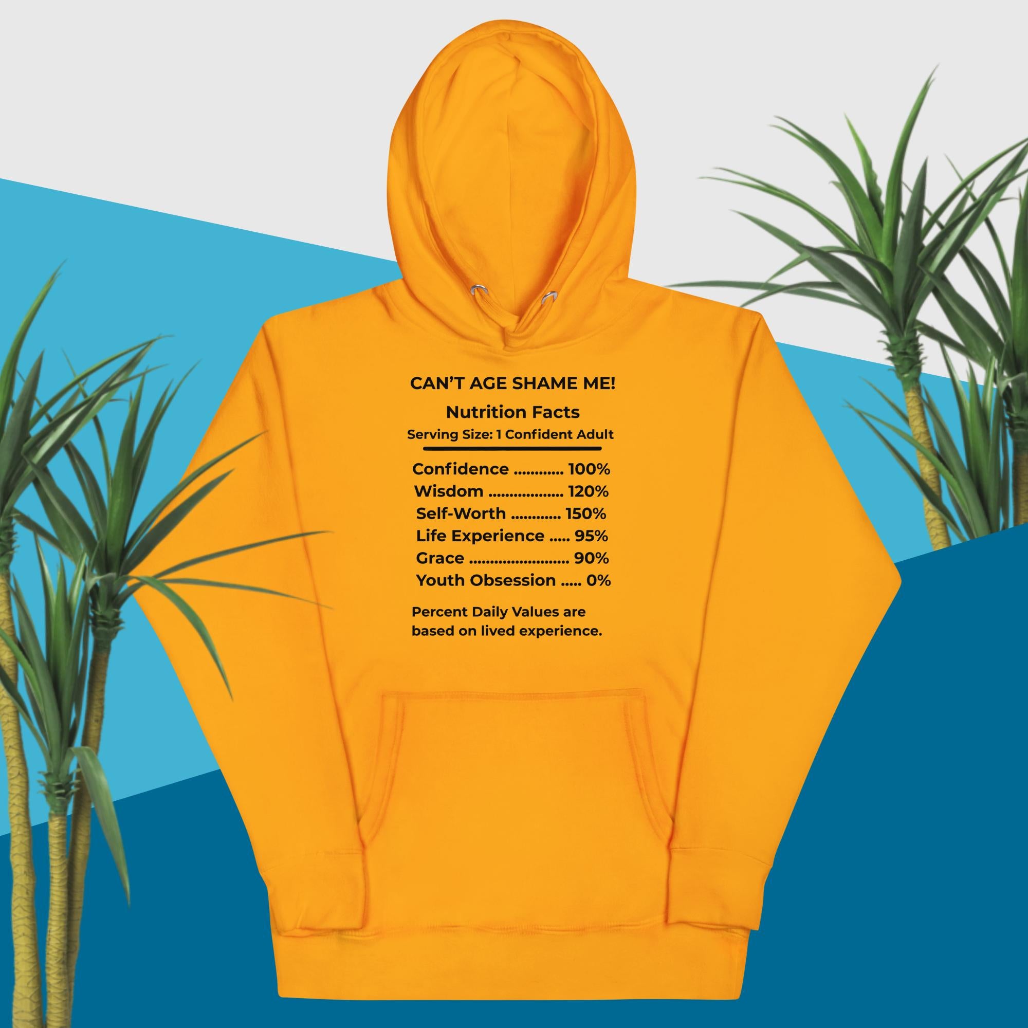 Team Gold Nutrition Facts Hoodie: Youth Not Required (Black Text)