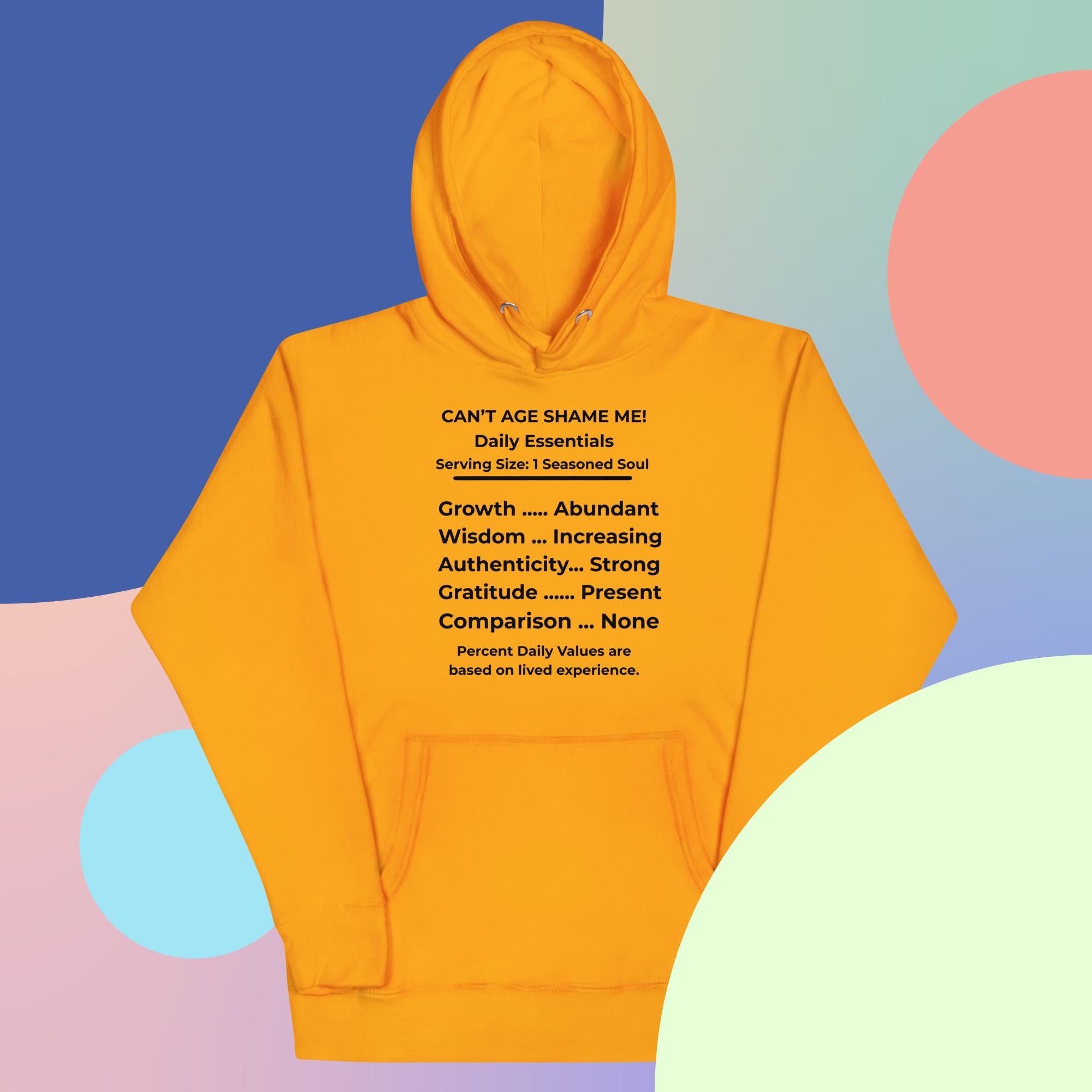 Team Gold Nutrition Facts Hoodie: Zero Comparison (Black Text)

