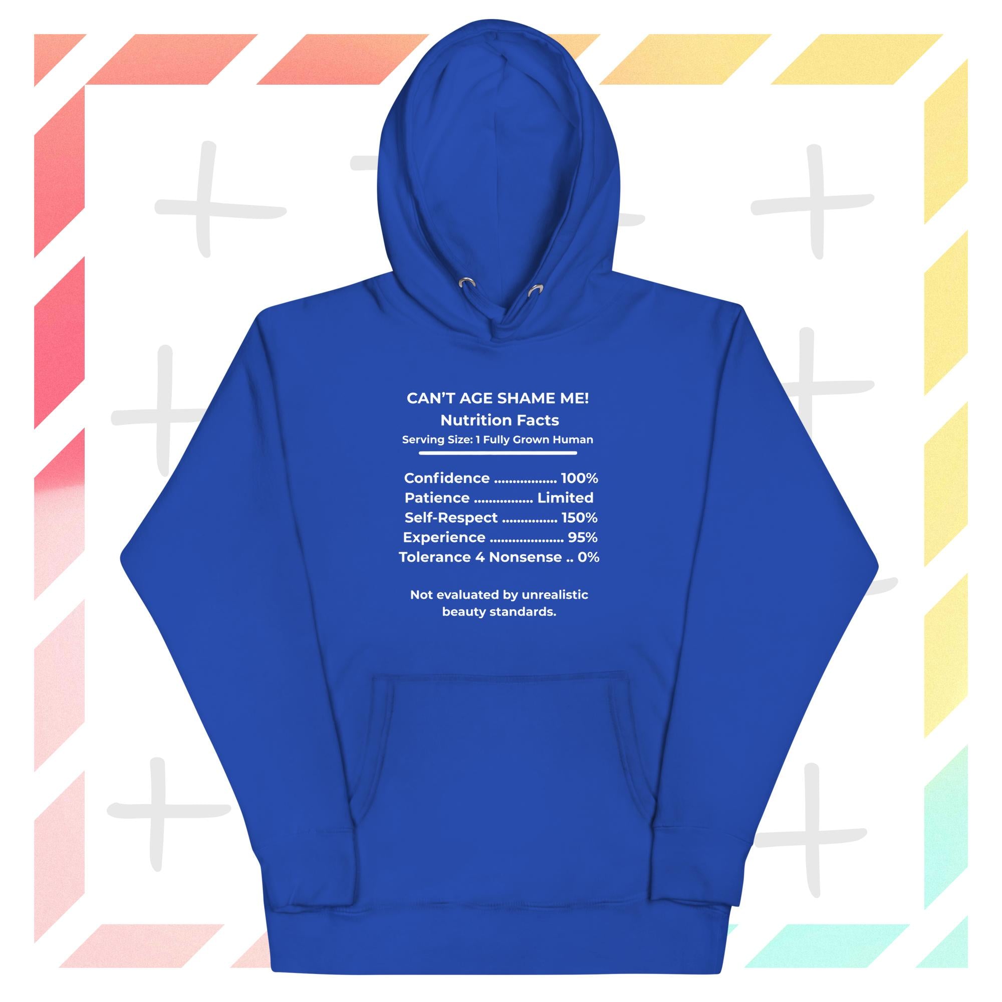 Team Royal Blue  Nutrition Facts Hoodie: Zero Nonsense (White Text)

