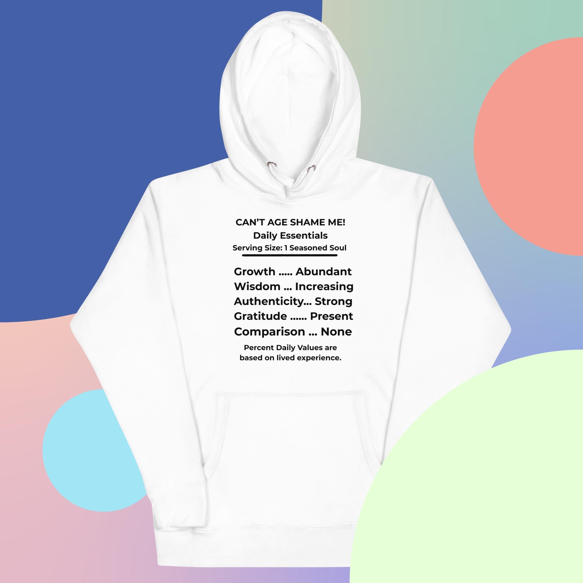 White Nutrition Facts Hoodie: Zero Comparison (Black Text)

