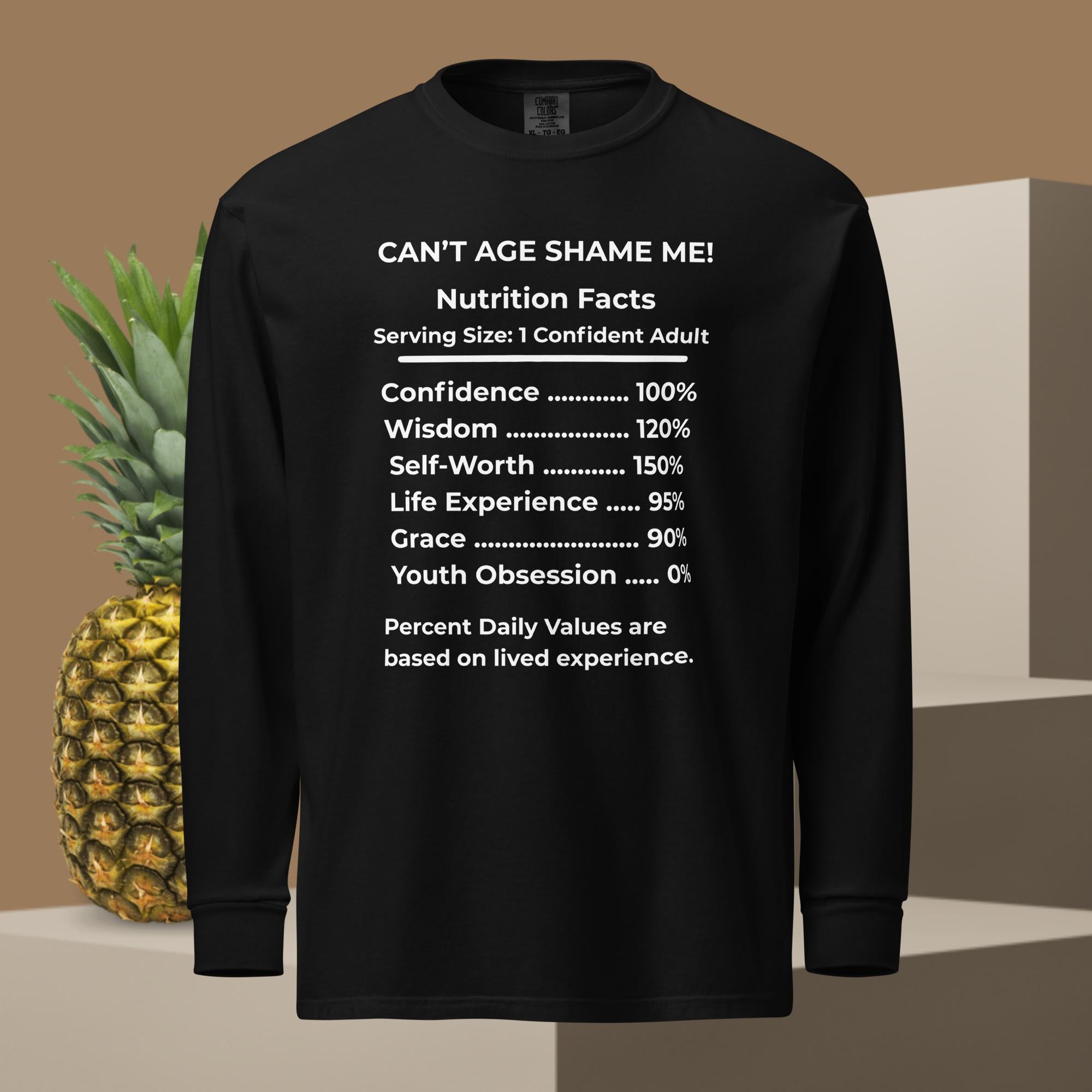 Black Nutrition Facts Unisex Sweatshirt: Youth Not Required (White Text)

