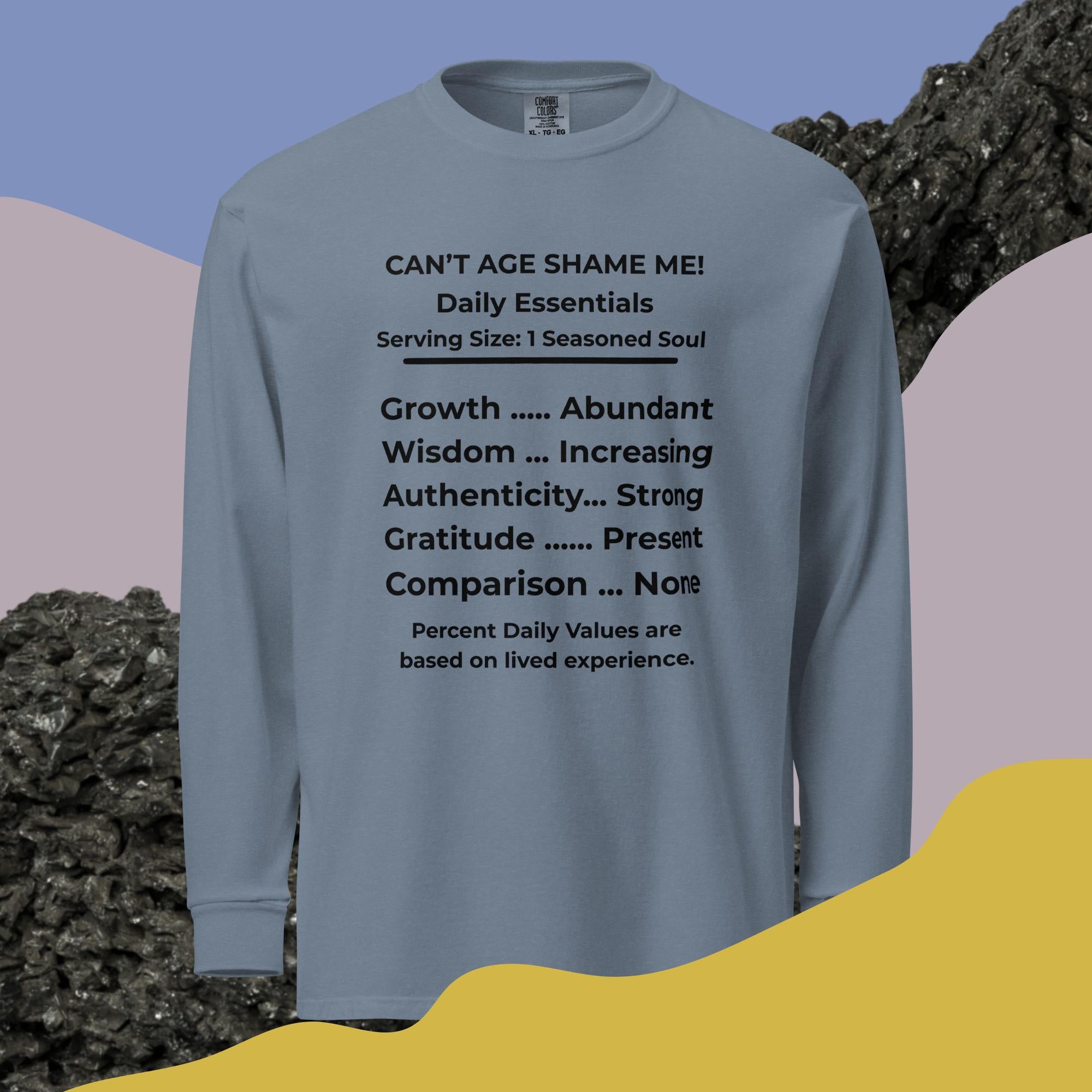 Blue Jean Nutrition Facts Long Sleeve Shirt: Zero Comparison (Black Text)

