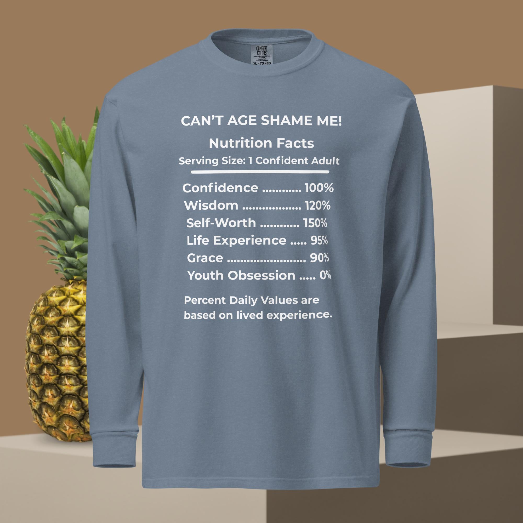 Blue Jean Nutrition Facts Unisex Sweatshirt: Youth Not Required (White Text)

