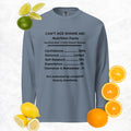 Blue Jean Nutrition Facts Long Sleeve Shirt: Zero Nonsense (Black Text)