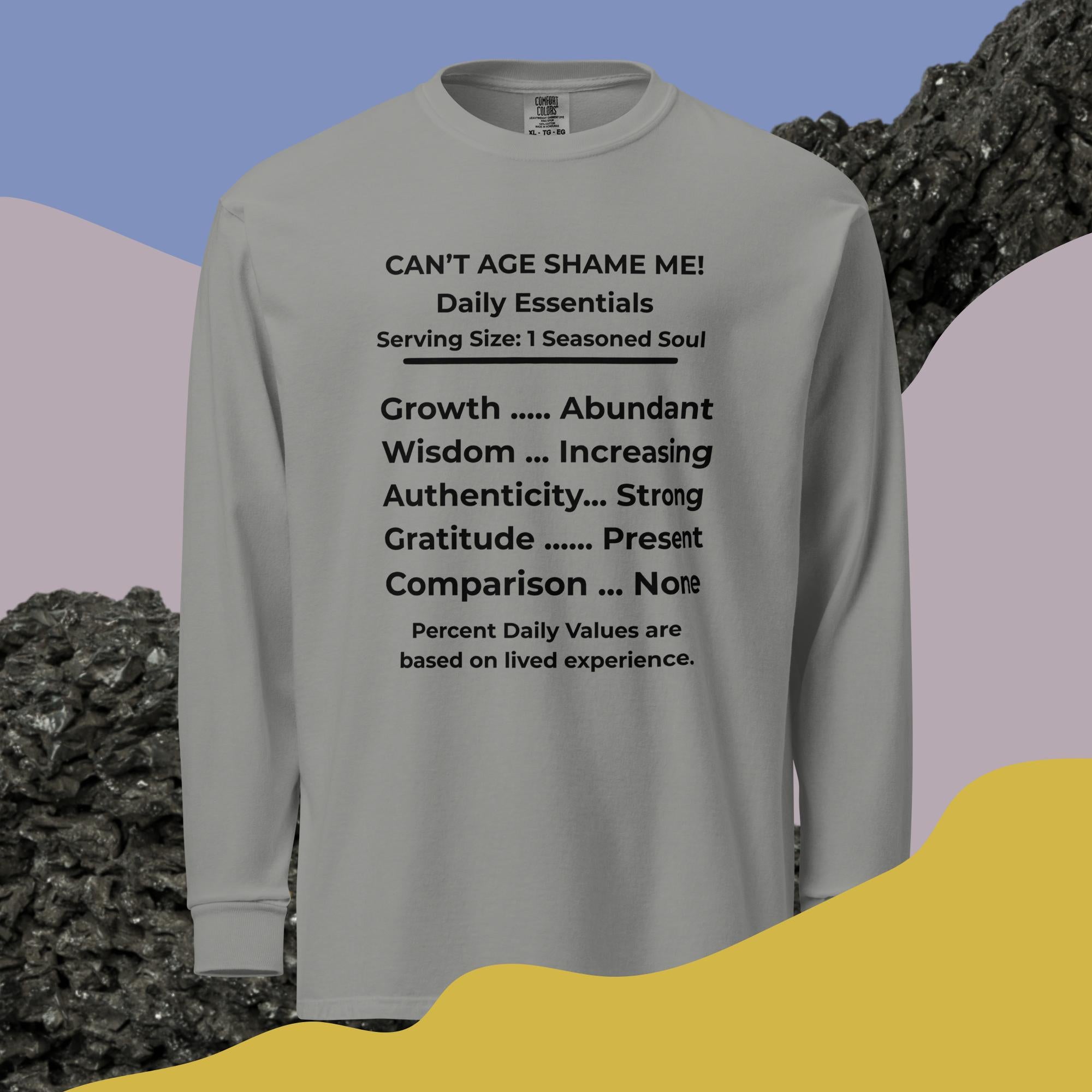 Gray Nutrition Facts Long Sleeve Shirt: Zero Comparison (Black Text)
