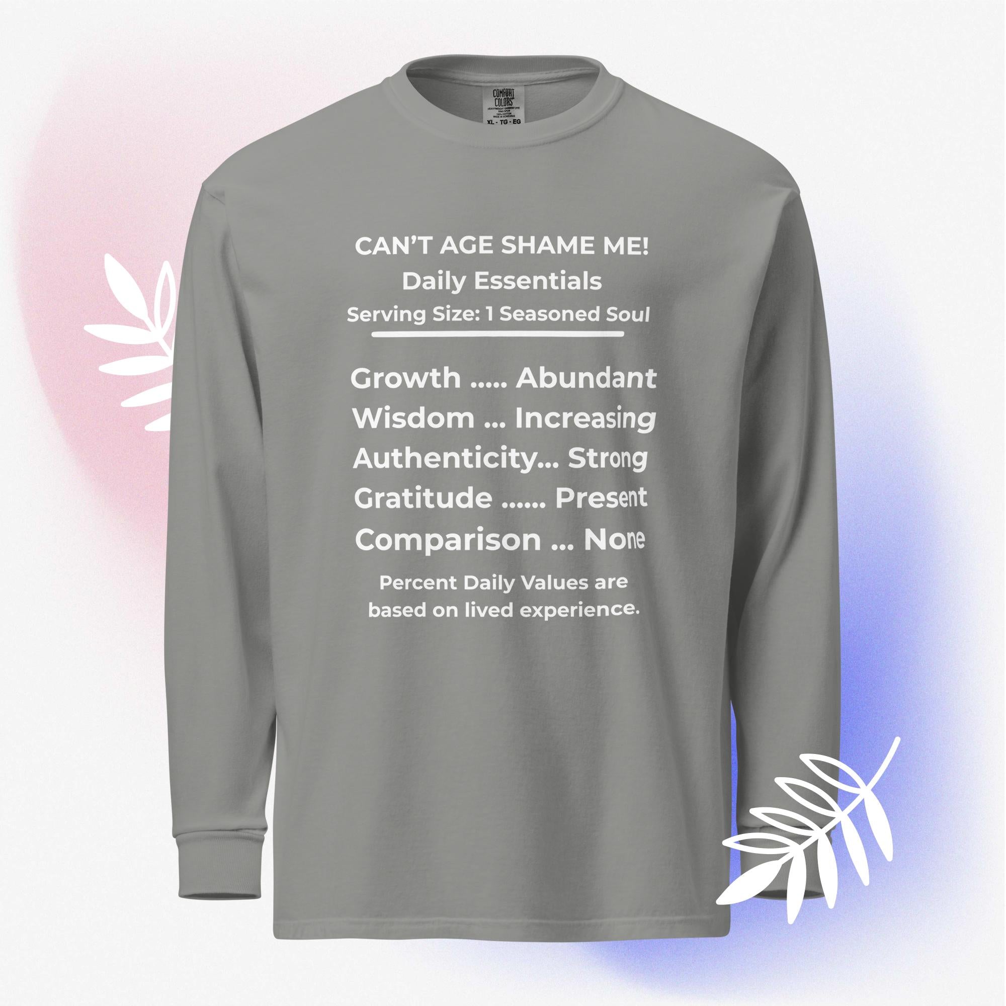 Gray Nutrition Facts Long Sleeve Shirt: Zero Comparison (White Text)

