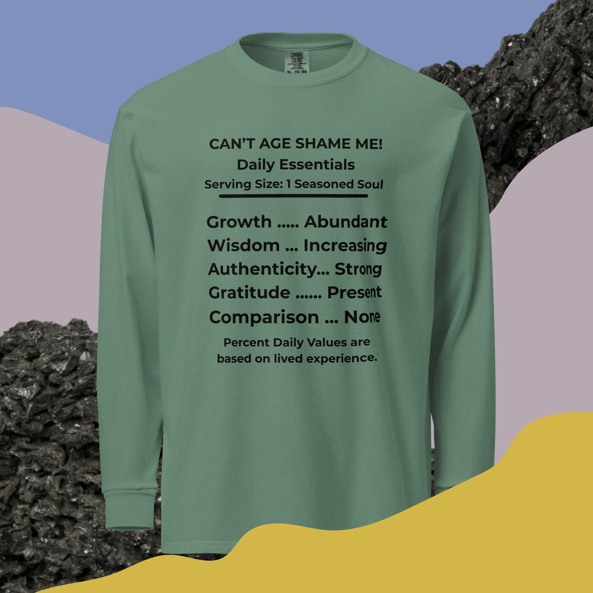 Light Green Nutrition Facts Long Sleeve Shirt: Zero Comparison (Black Text)

