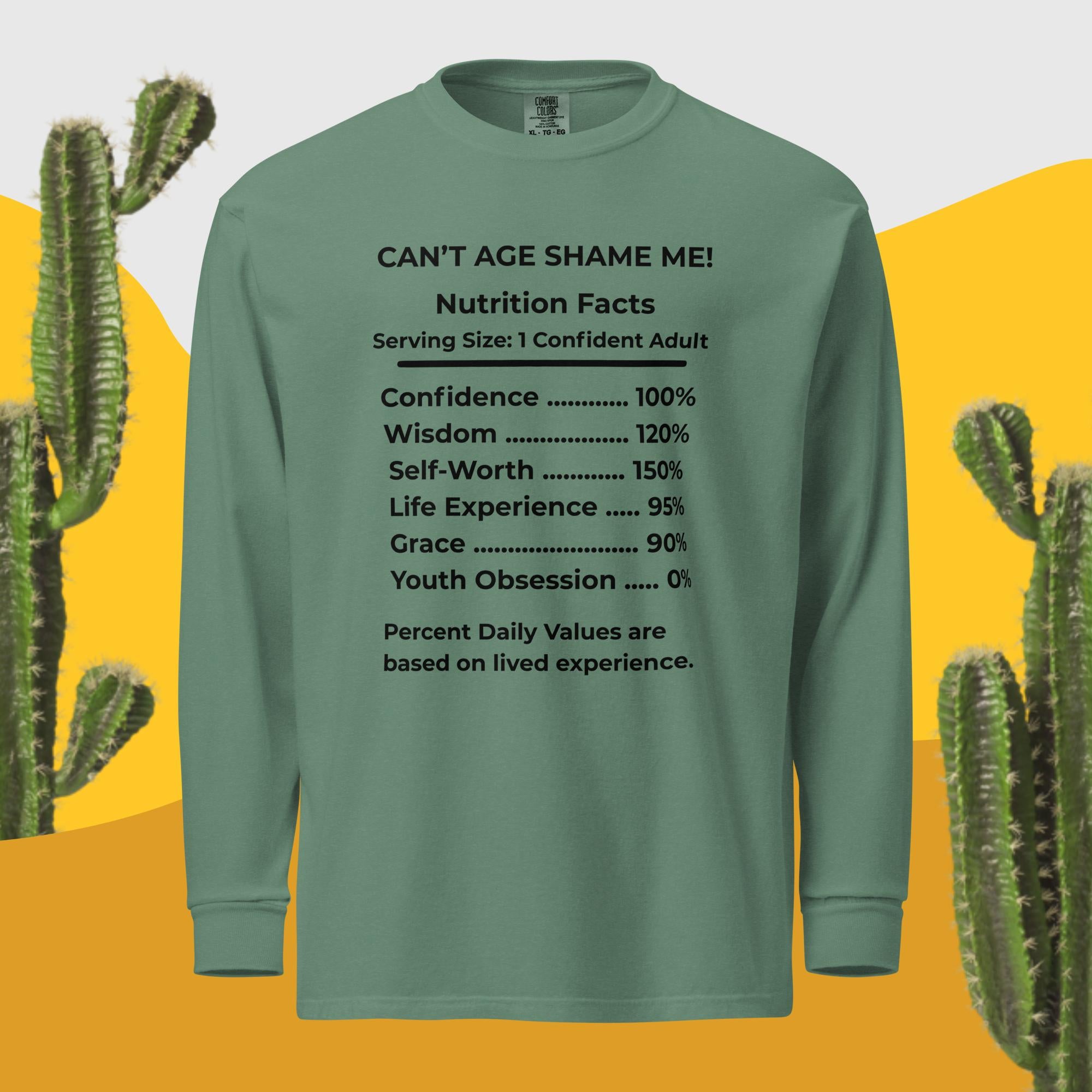 Light Green Nutrition Facts Unisex Sweatshirt: Youth Not Required (Black Text)