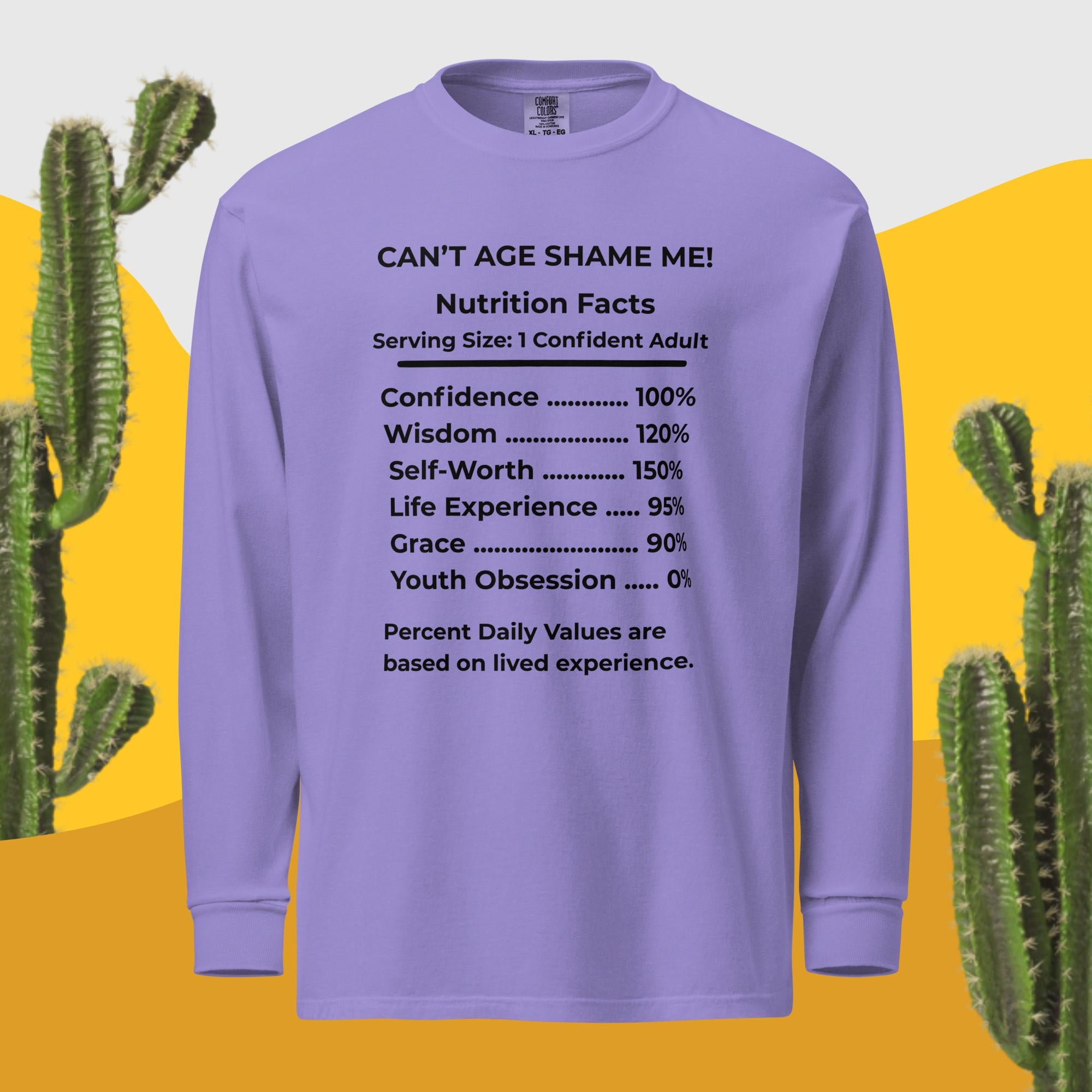 Violet Purple Nutrition Facts Unisex Sweatshirt: Youth Not Required (Black Text)