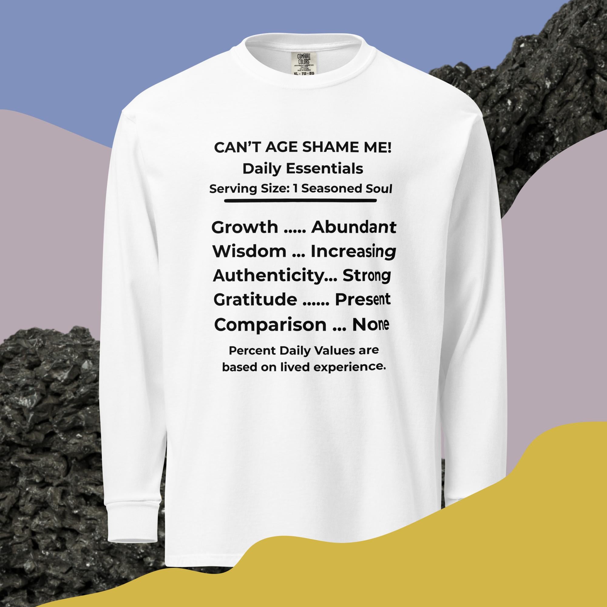 White Nutrition Facts Long Sleeve Shirt: Zero Comparison (Black Text)

