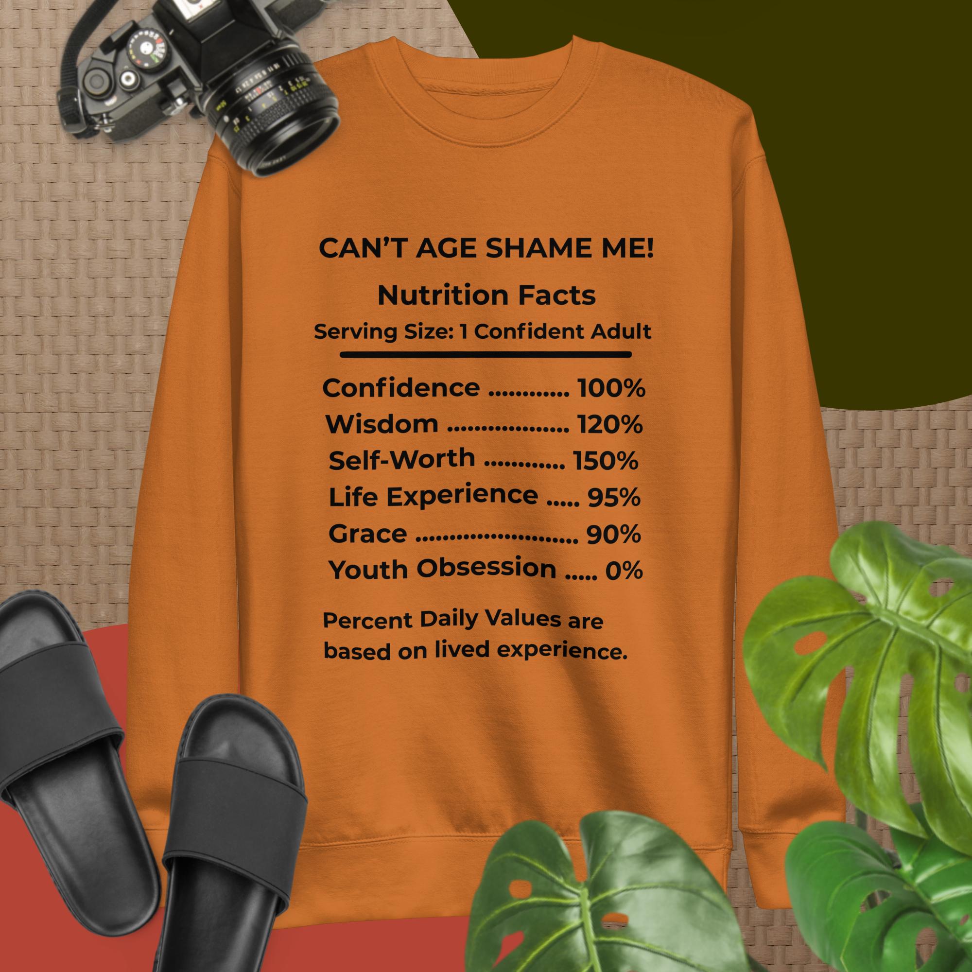 Adobe Nutrition Facts Unisex Sweatshirt: Youth Not Required (Black Text)