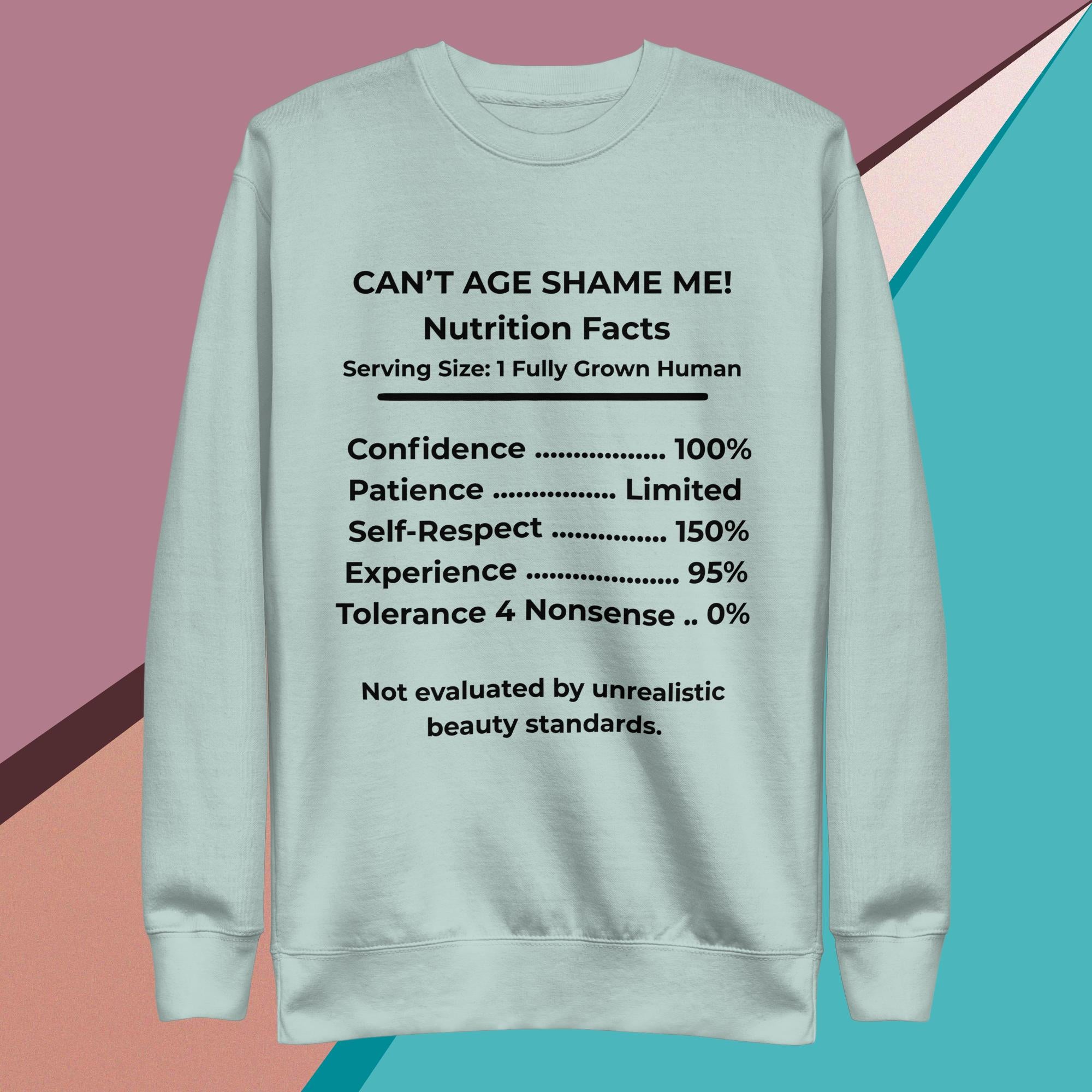 Agave Nutrition Facts Unisex Sweatshirt: Zero Nonsense (Black Text)

