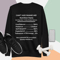 Black Nutrition Facts Unisex Sweatshirt: Zero Nonsense (White Text)