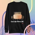 Black sweatshirt with birthday cake and candles design on a colorful background