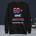 Black sweatshirt with colorful text design on a dark background