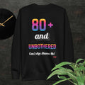 Black sweatshirt with colorful text design on a dark background