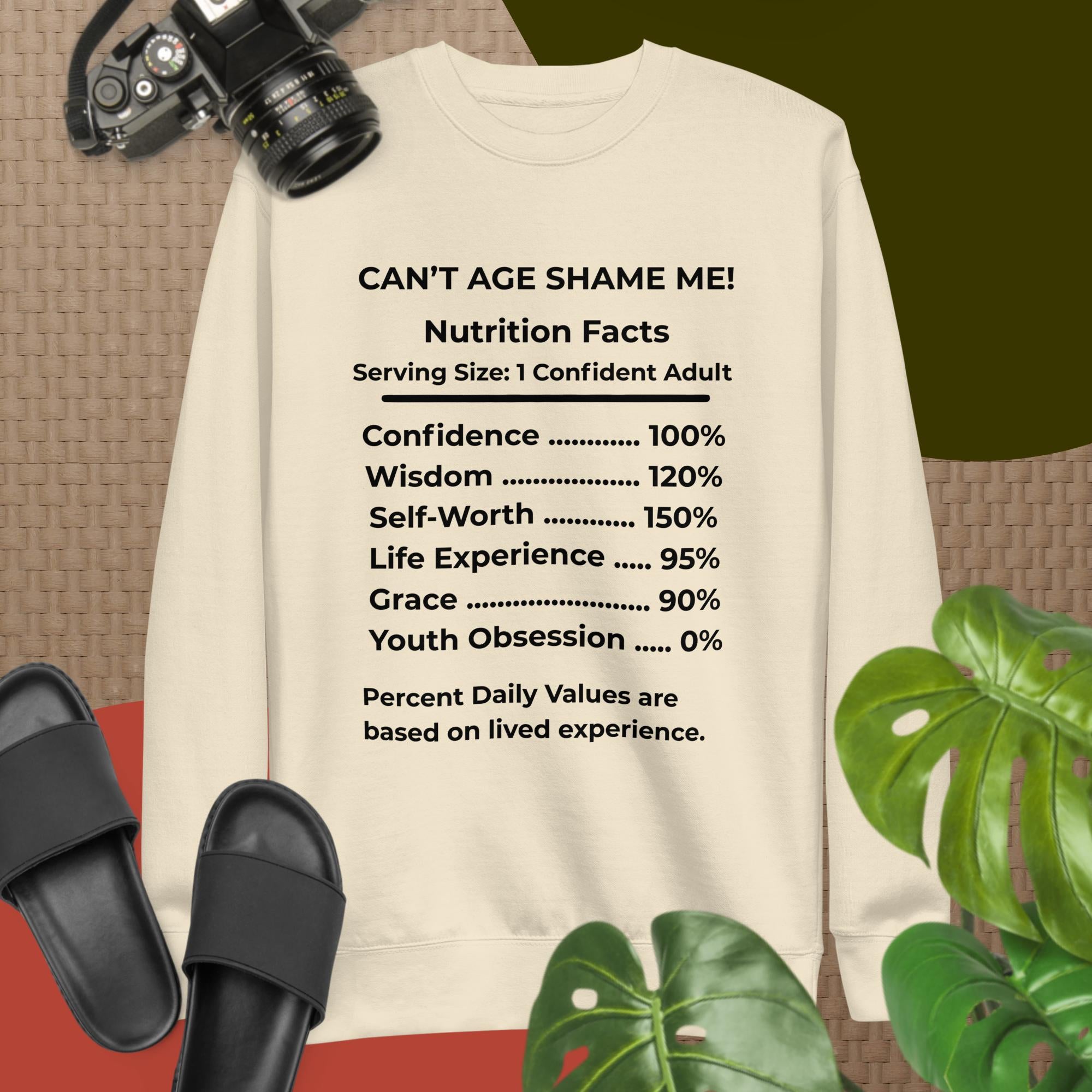 Bone Nutrition Facts Unisex Sweatshirt: Youth Not Required (Black Text)