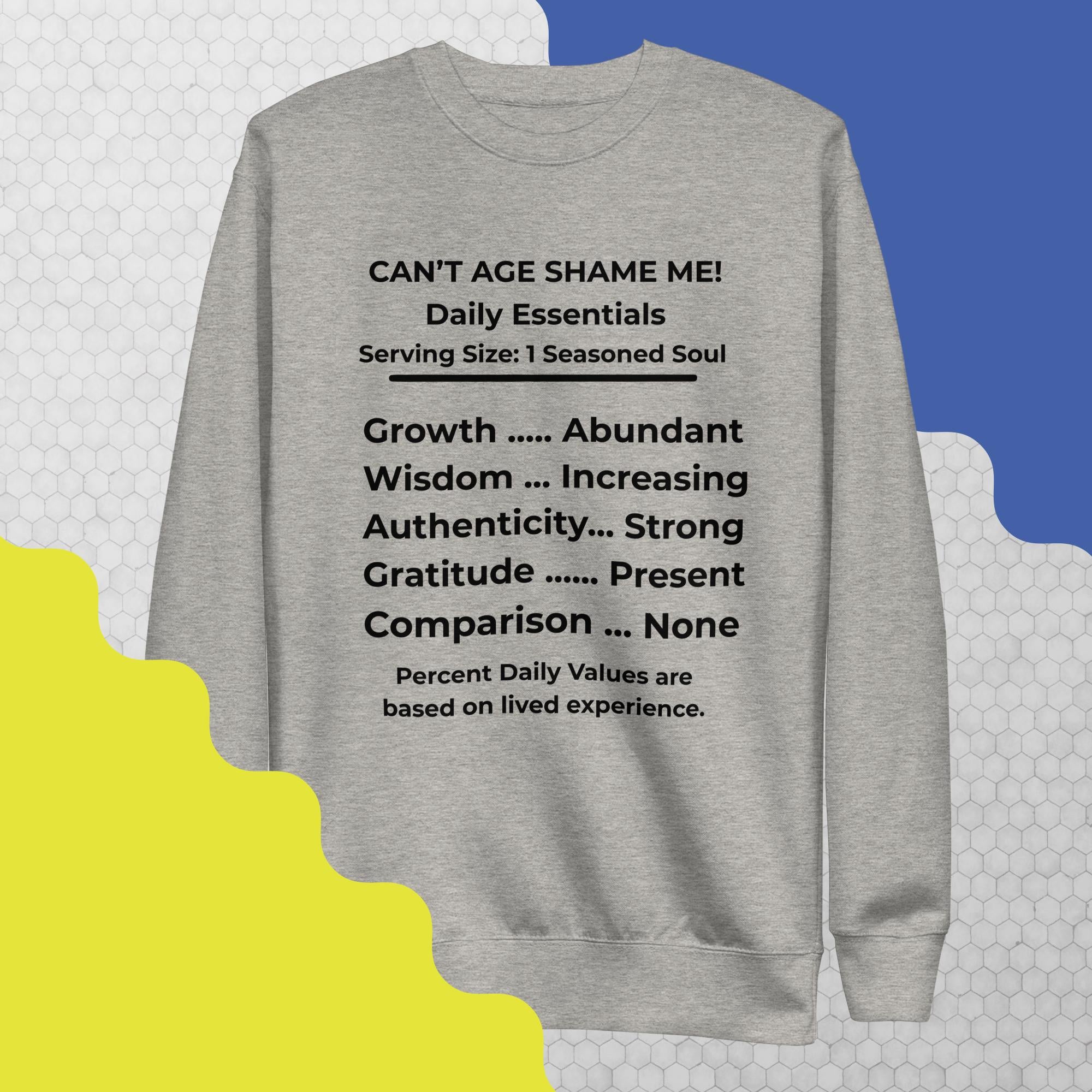 Gray Nutrition Facts Unisex Sweatshirt: Zero Comparison (Black Text)

