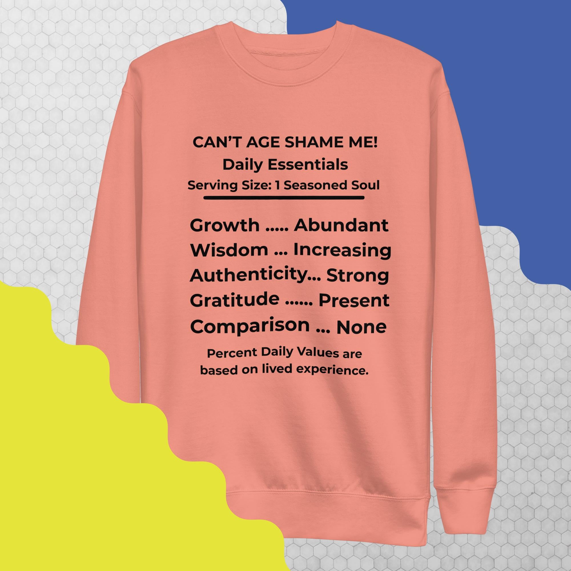 Dusty Rose Nutrition Facts Unisex Sweatshirt: Zero Comparison (Black Text)

