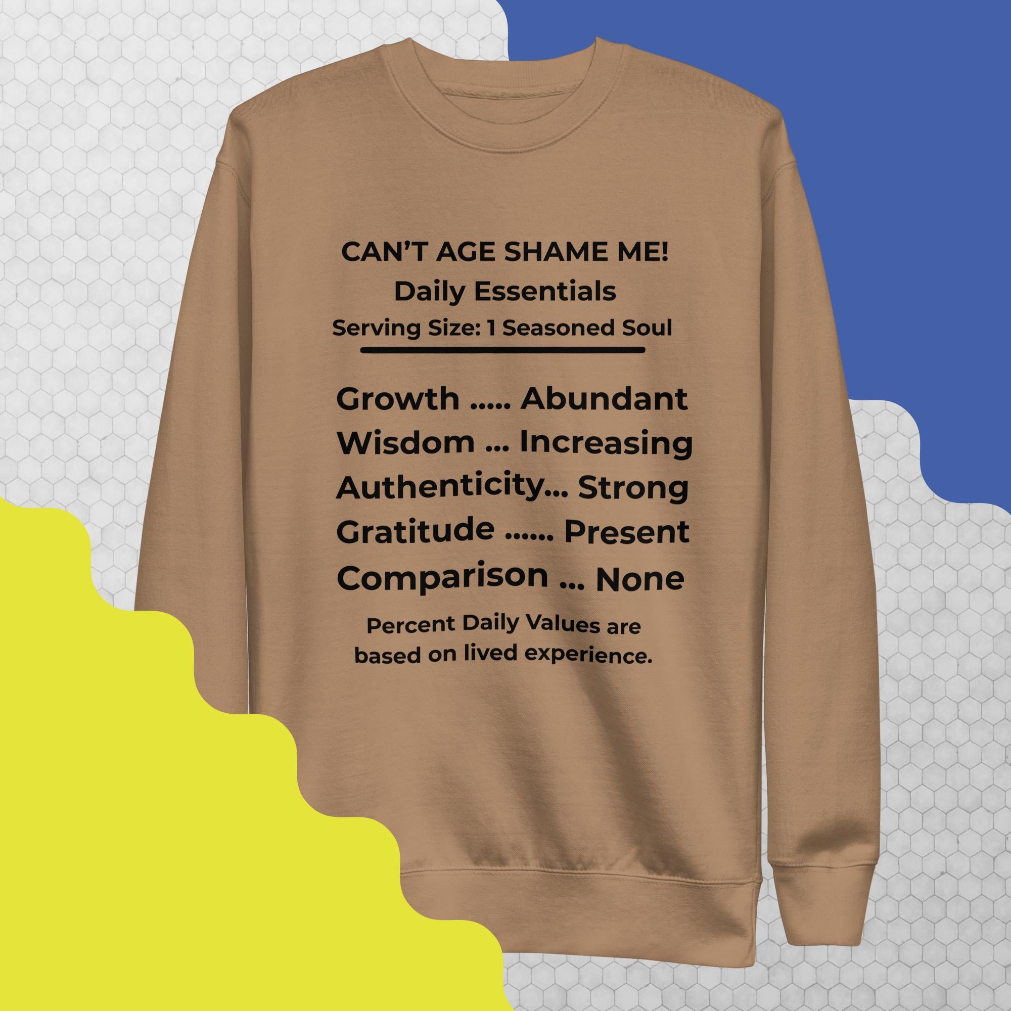 Latte  Nutrition Facts Unisex Sweatshirt: Zero Comparison (Black Text)

