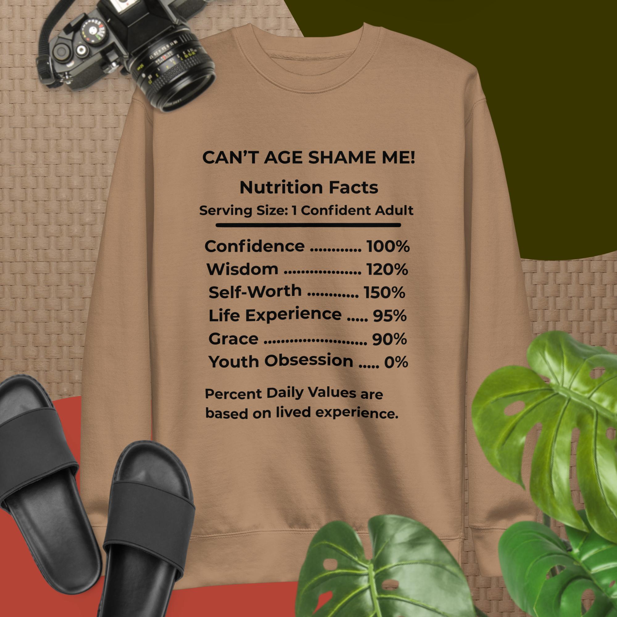 Latte  Nutrition Facts Unisex Sweatshirt: Youth Not Required (Black Text)