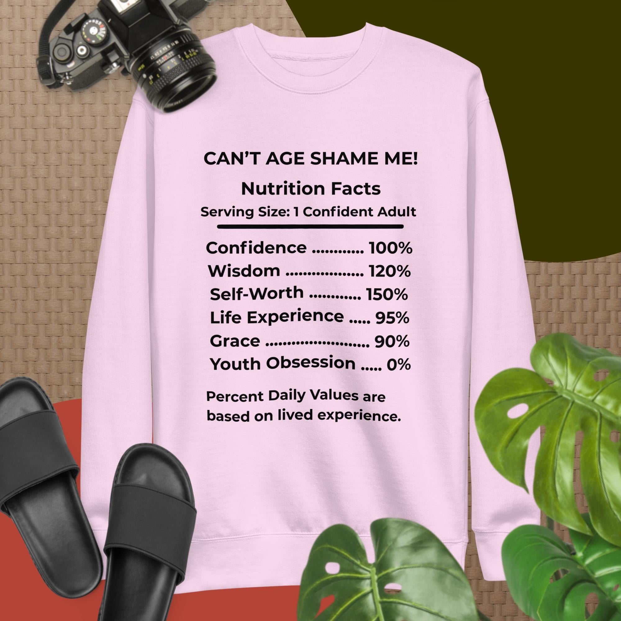 Lavender Nutrition Facts Unisex Sweatshirt: Youth Not Required (Black Text)