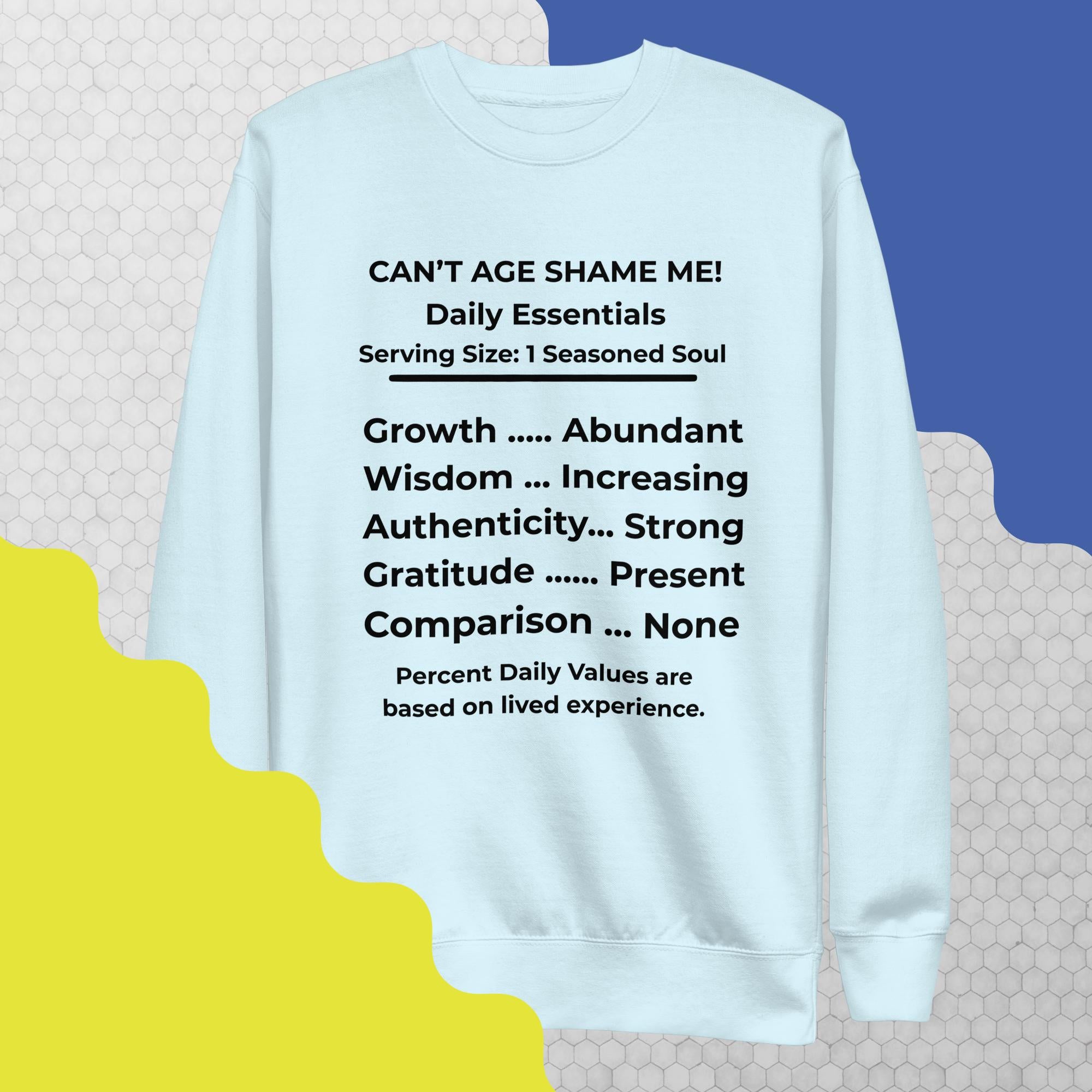 Sky Blue Nutrition Facts Unisex Sweatshirt: Zero Comparison (Black Text)

