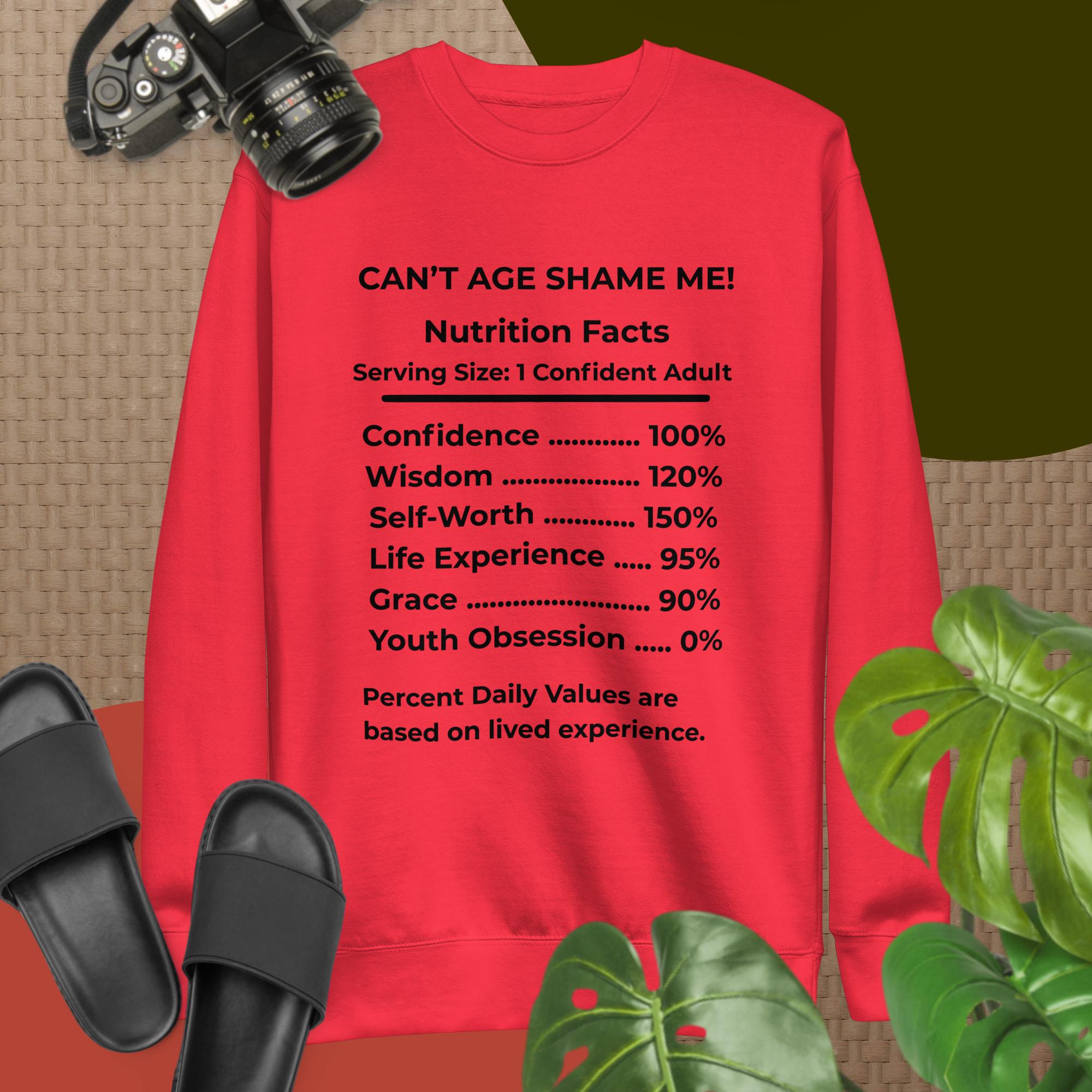 Team Red Nutrition Facts Unisex Sweatshirt: Youth Not Required (Black Text)