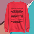 Team Red Nutrition Facts Unisex Sweatshirt: Zero Nonsense (Black Text)

