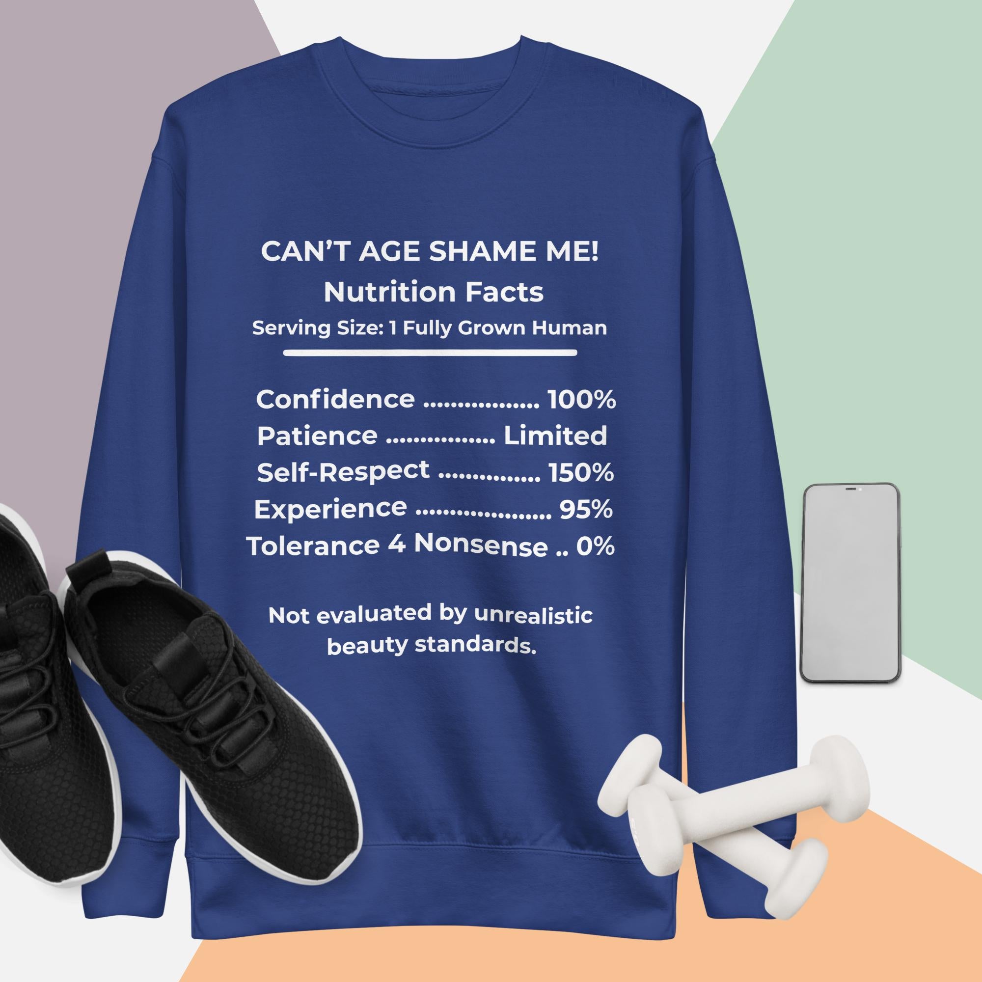 Dark blue Nutrition Facts Unisex Sweatshirt: Zero Nonsense (White Text)