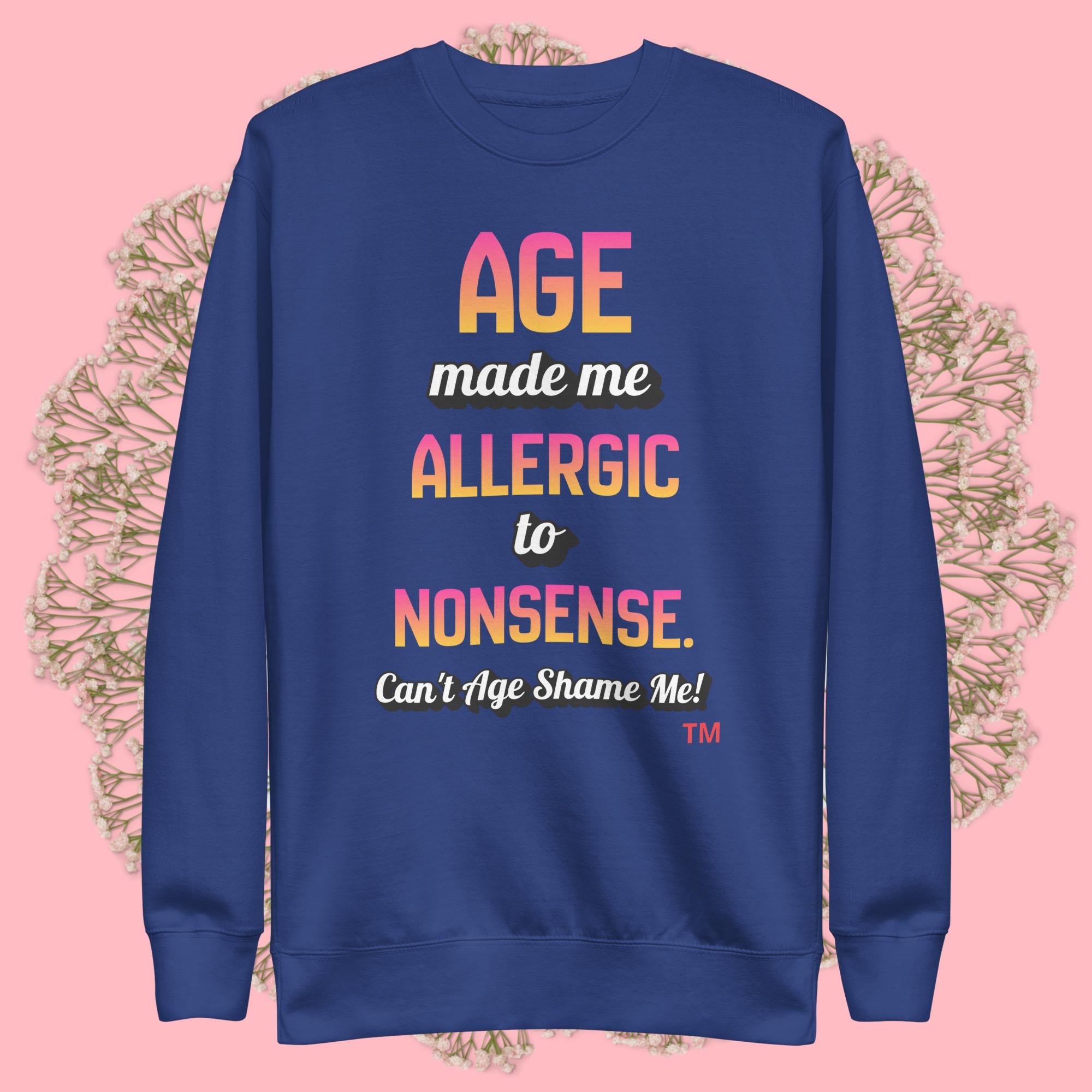 Team Royal  sweatshirt with colorful text on a pink background