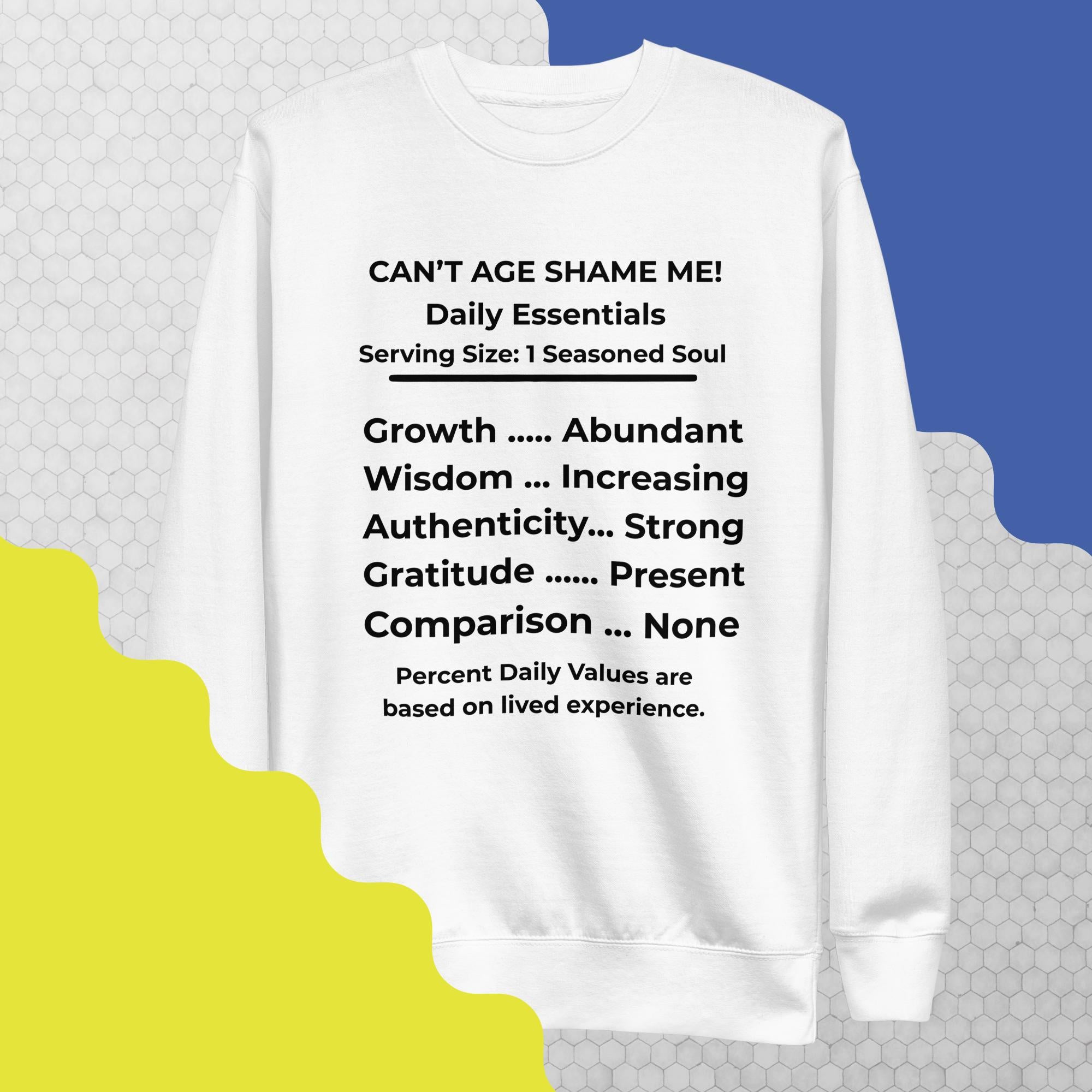 White Nutrition Facts Unisex Sweatshirt: Zero Comparison (Black Text)

