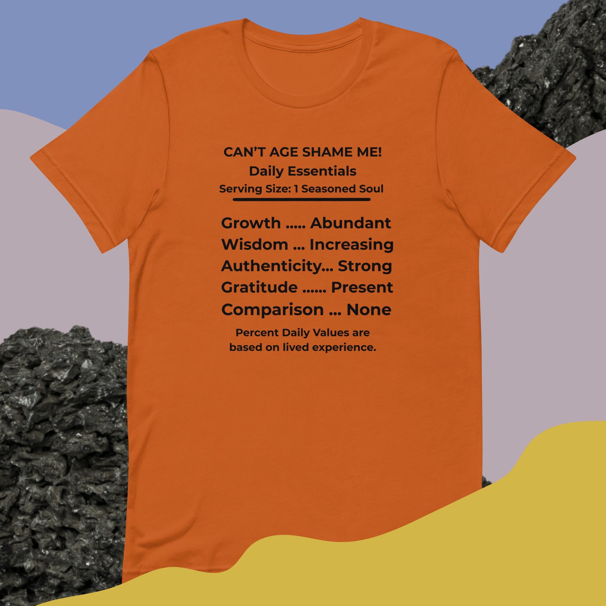 Autumn Nutrition Facts Unisex T- Shirt: Zero Comparison (Black Text)



