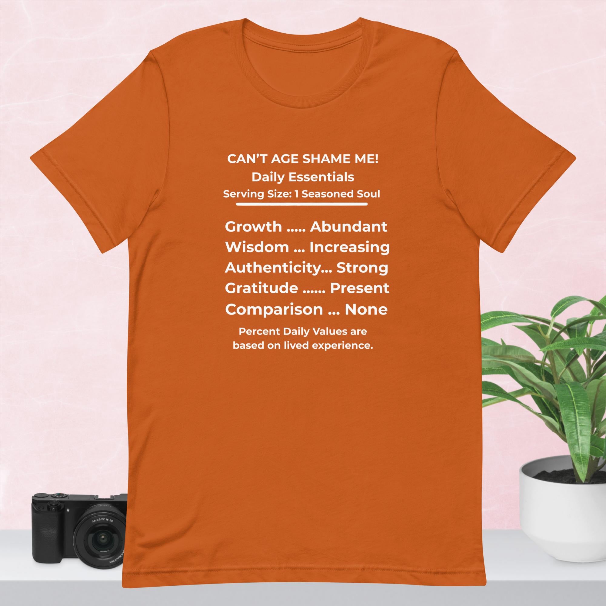 Autumn  Nutrition Facts Unisex T-Shirt: Zero Comparison (White Text)


