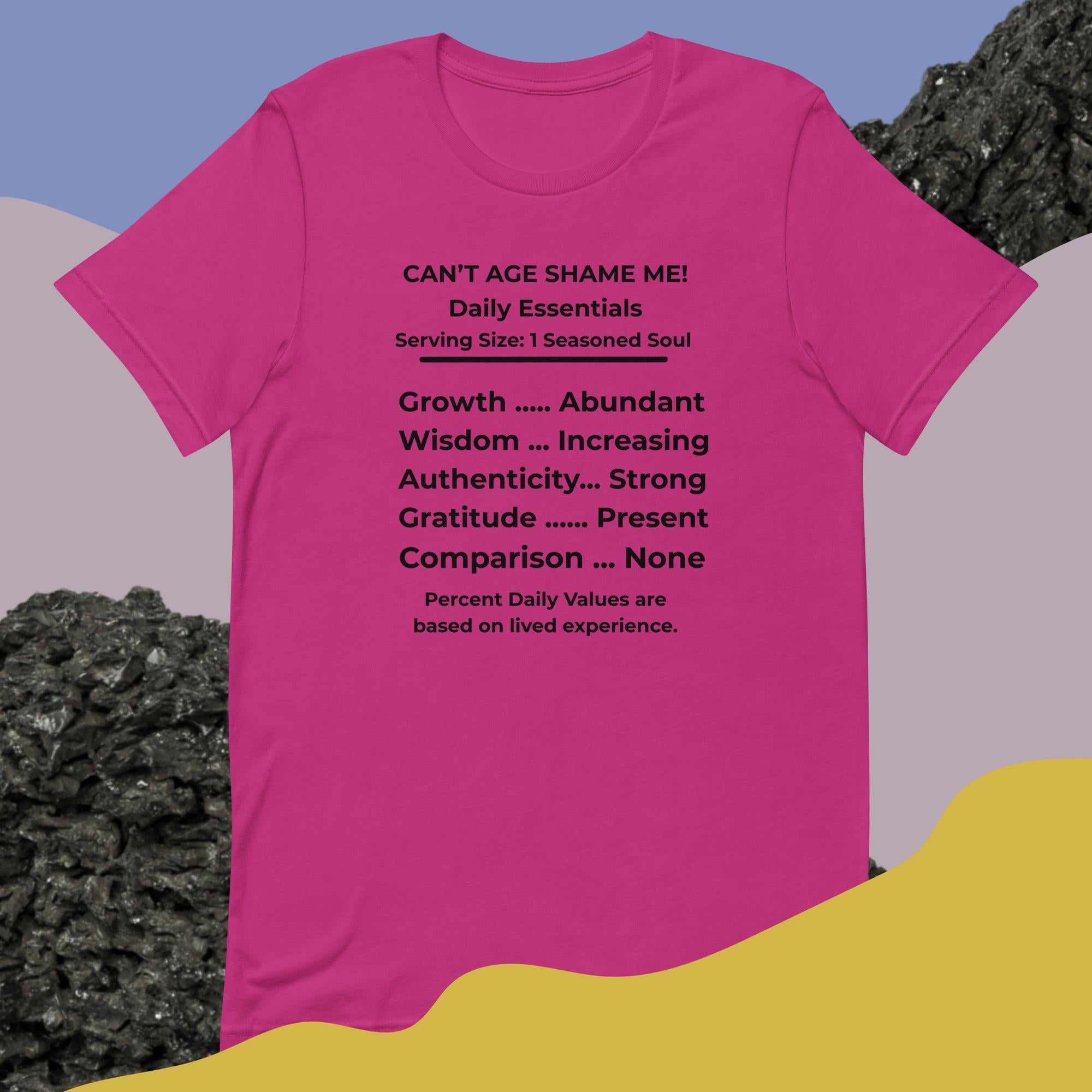 Berry Nutrition Facts Unisex T- Shirt: Zero Comparison (Black Text)

