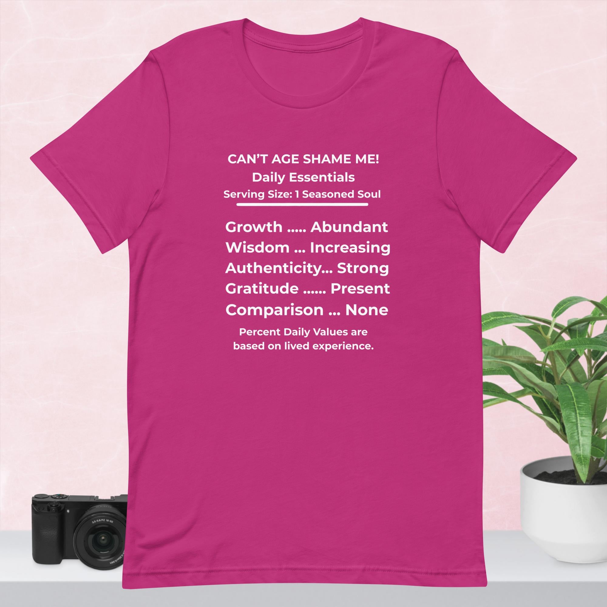 Berry Nutrition Facts Unisex T-Shirt: Zero Comparison (White Text)


